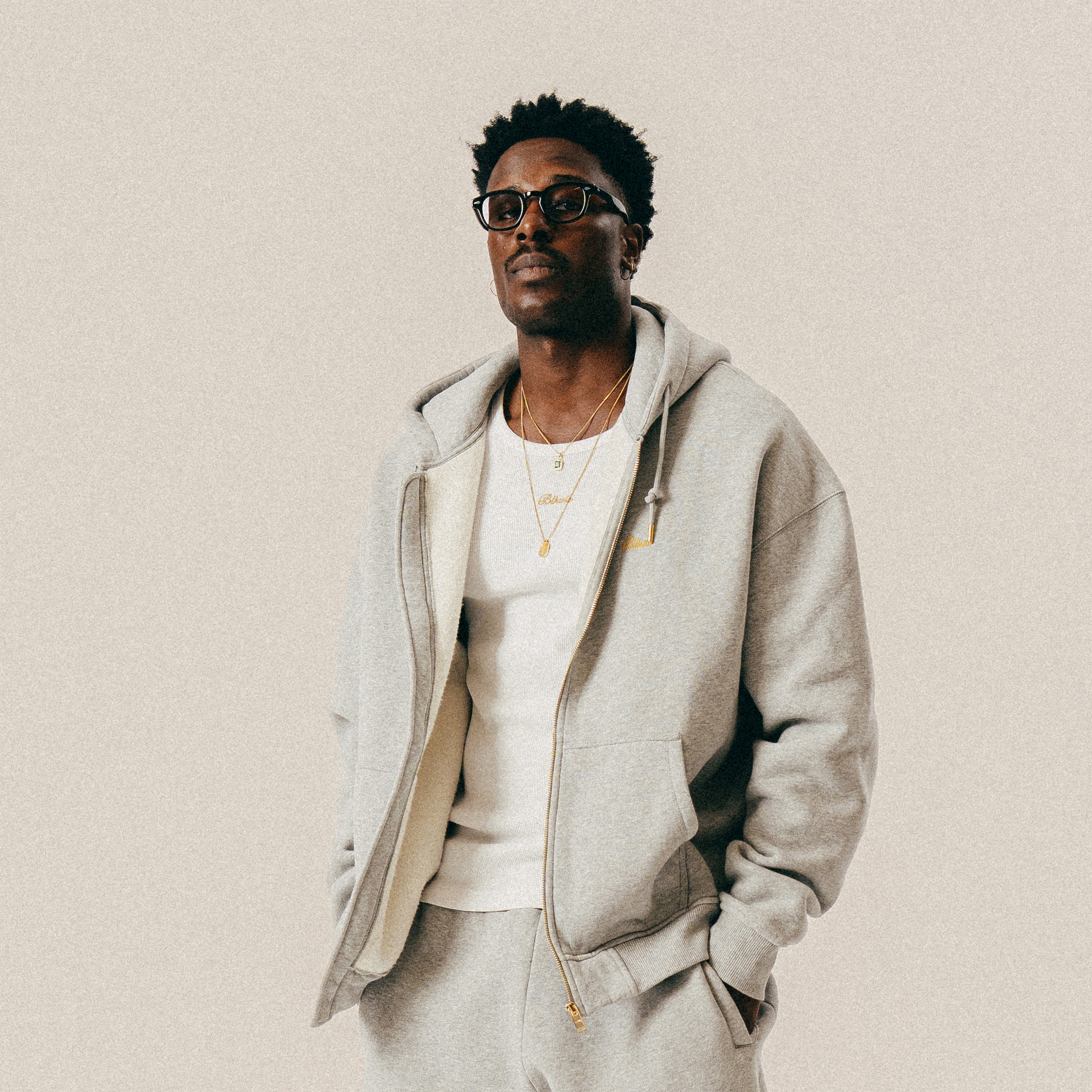 BLKVIS SCRIPT ZIP HOODY - MID GREY HEATHER