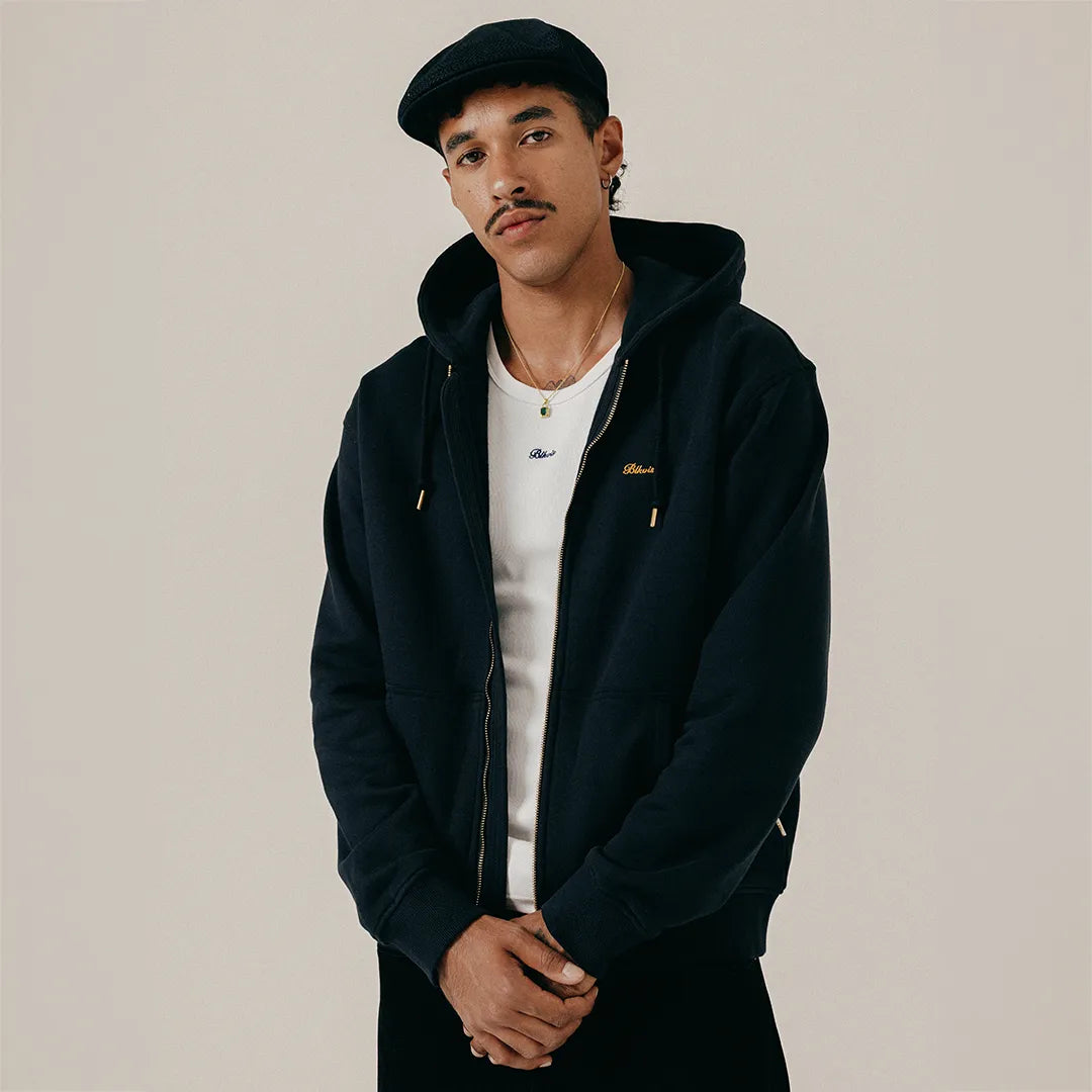 SCRIPT ZIP HOODY - BLACK