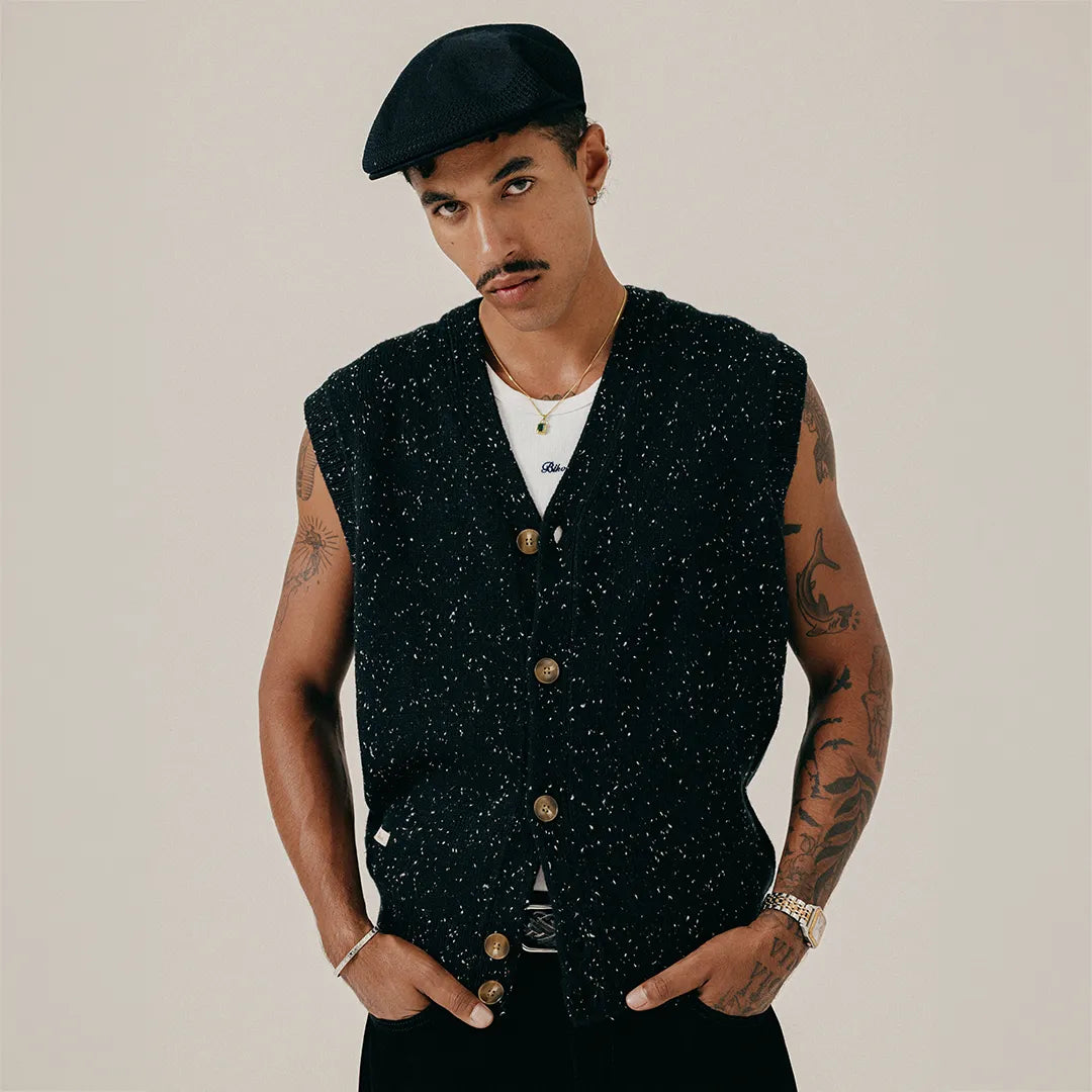 NEP KNIT VEST - BLACK
