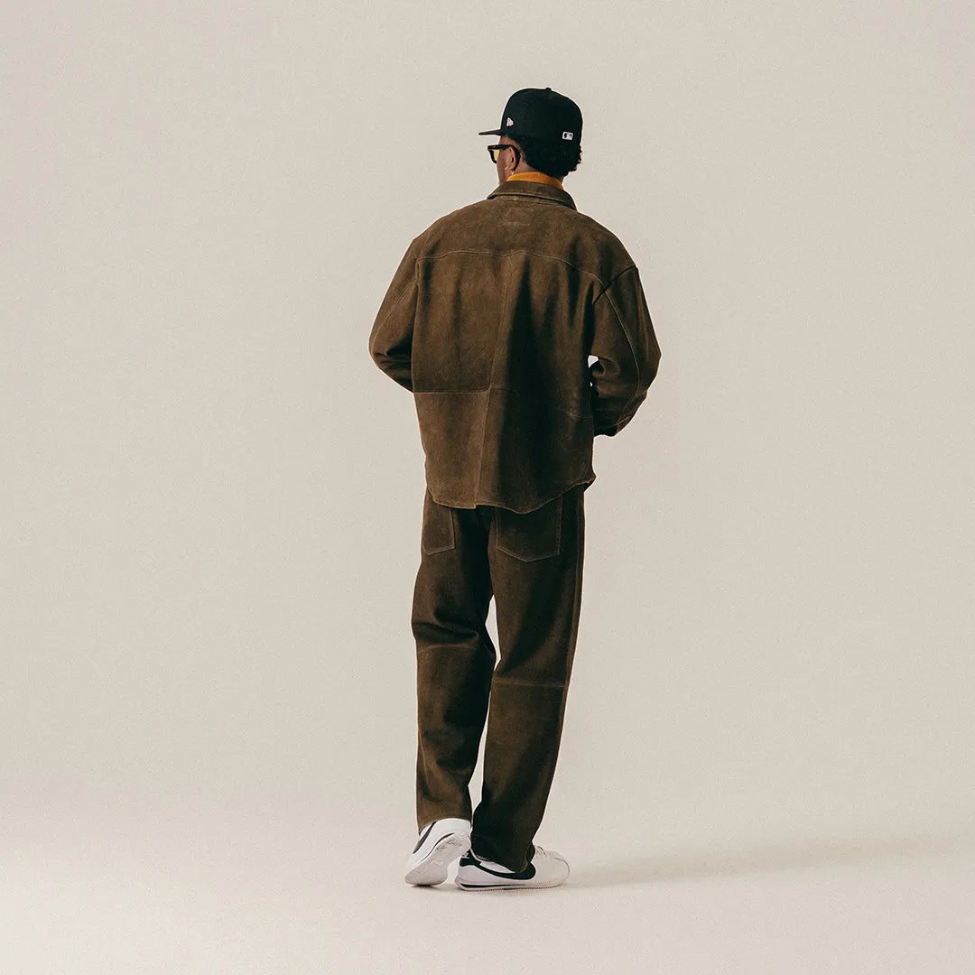 SUEDE LEATHER SHIRT - MILITARY OLIVE