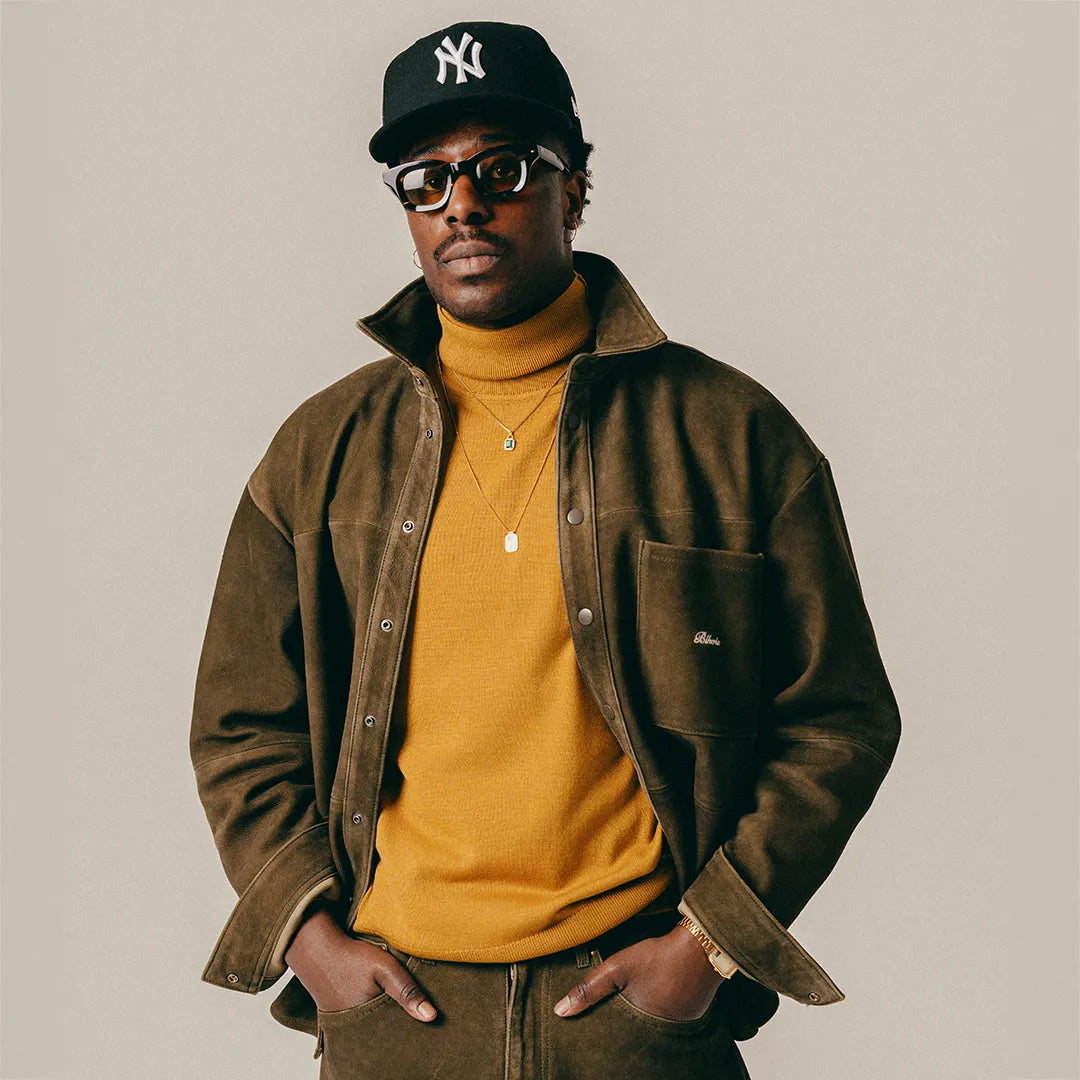 SUEDE LEATHER SHIRT - MILITARY OLIVE