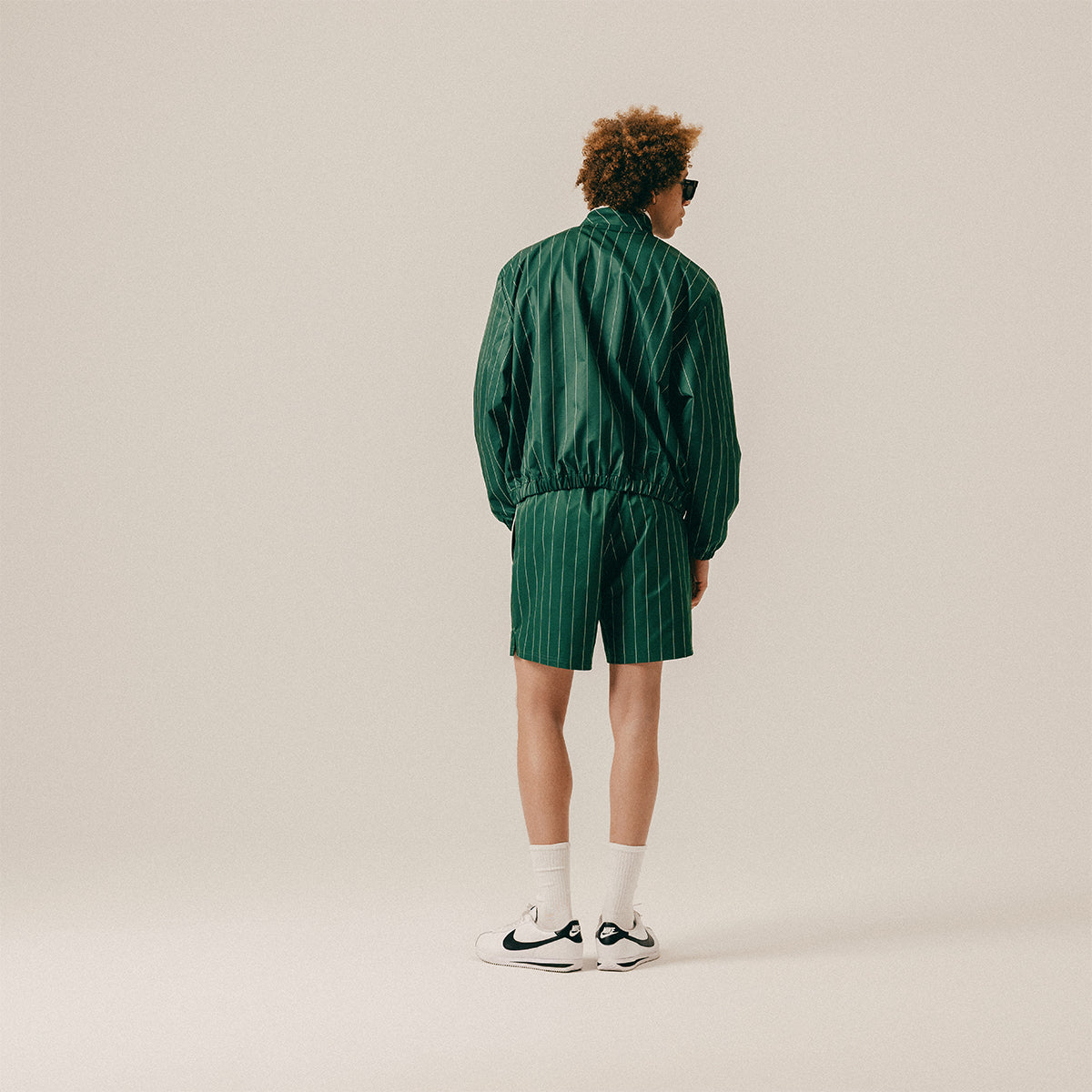 STRIPED TRACK SHORTS - HUNTER GREEN