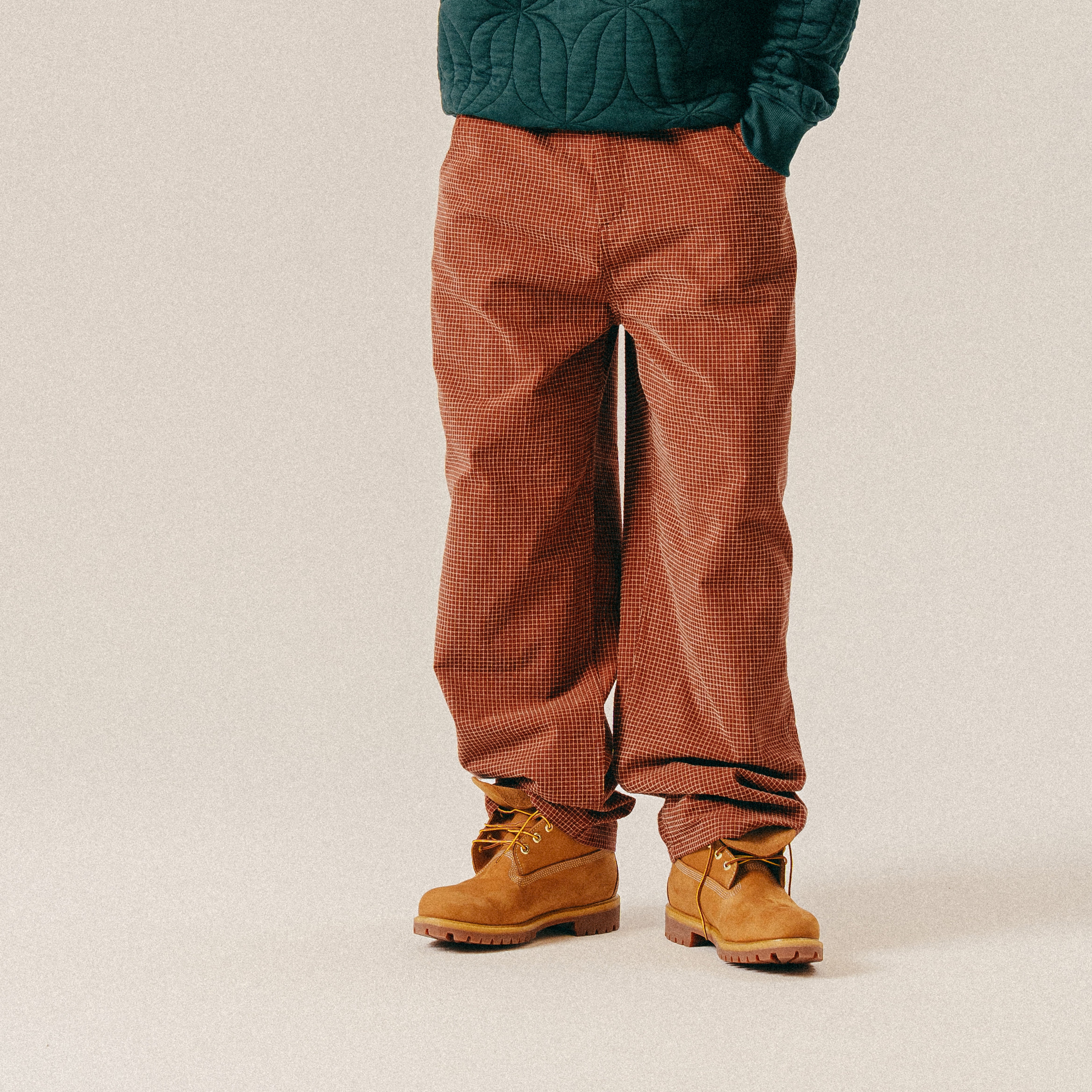BLKVIS CHECKED CHENILLE PANTS - MADDER BROWN