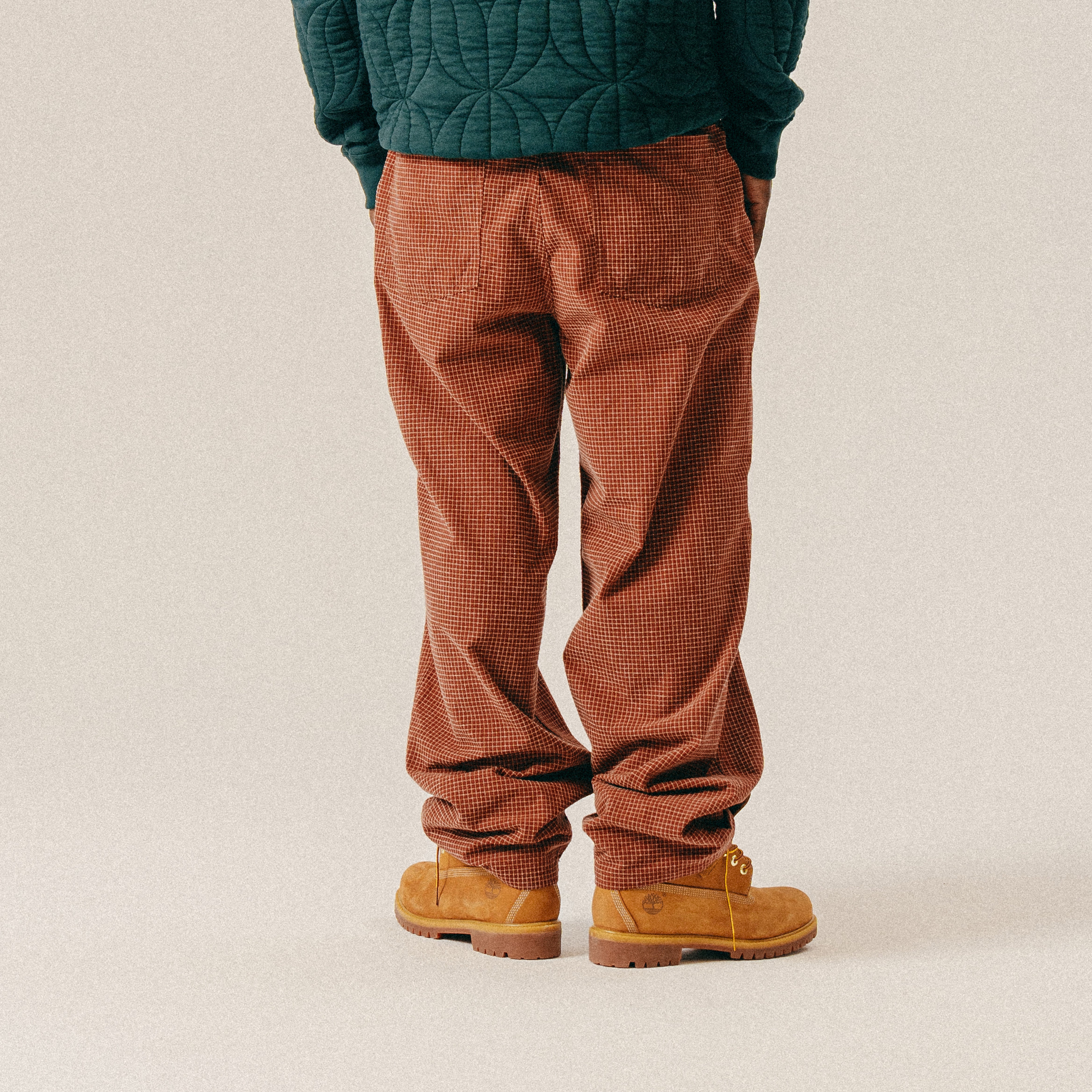 BLKVIS CHECKED CHENILLE PANTS - MADDER BROWN
