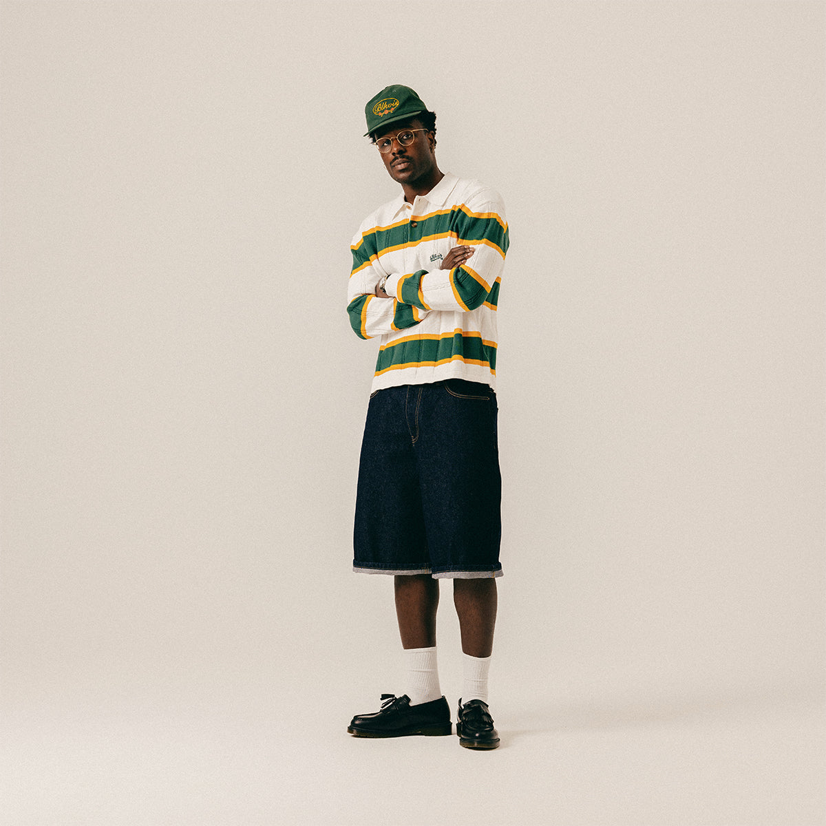 CABLE KNIT LONGSLEEVE POLO - WHITE