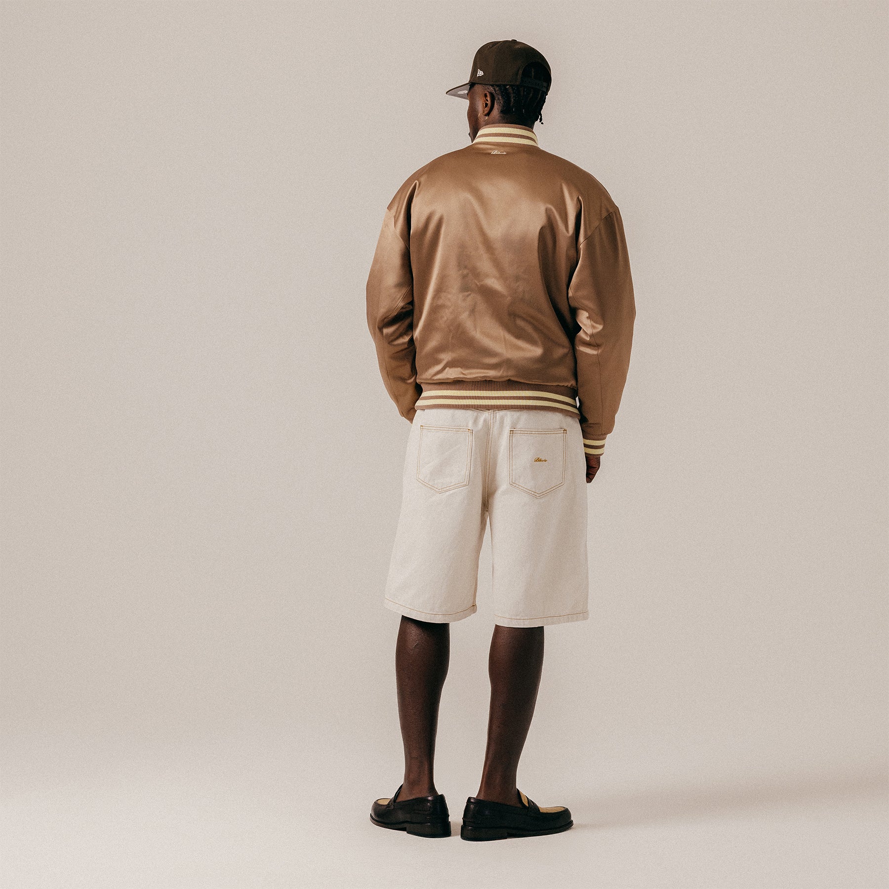 WASHED SATIN VARSITY JACKET - GINGER SNAP