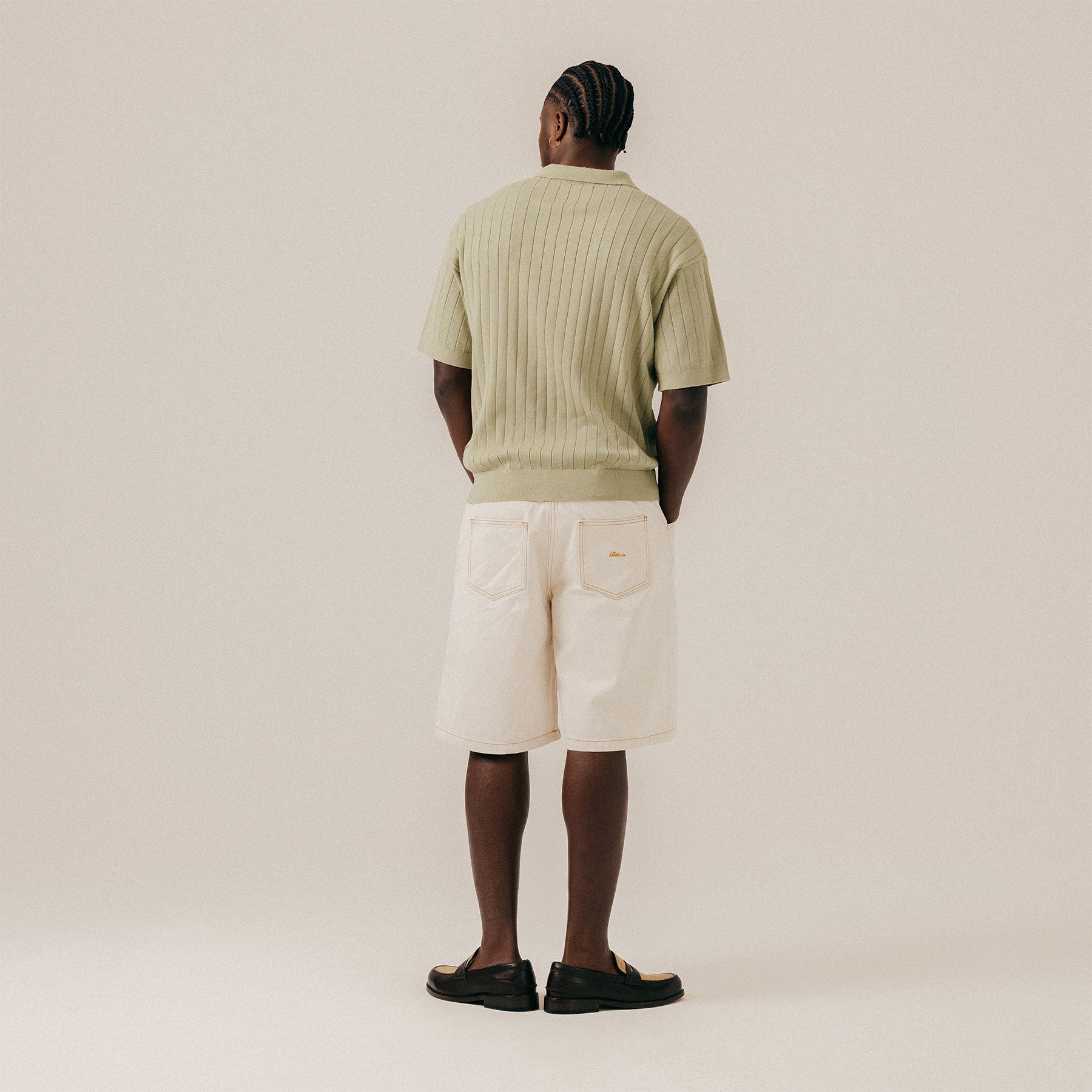 RIB KNITTED POLO - TEA