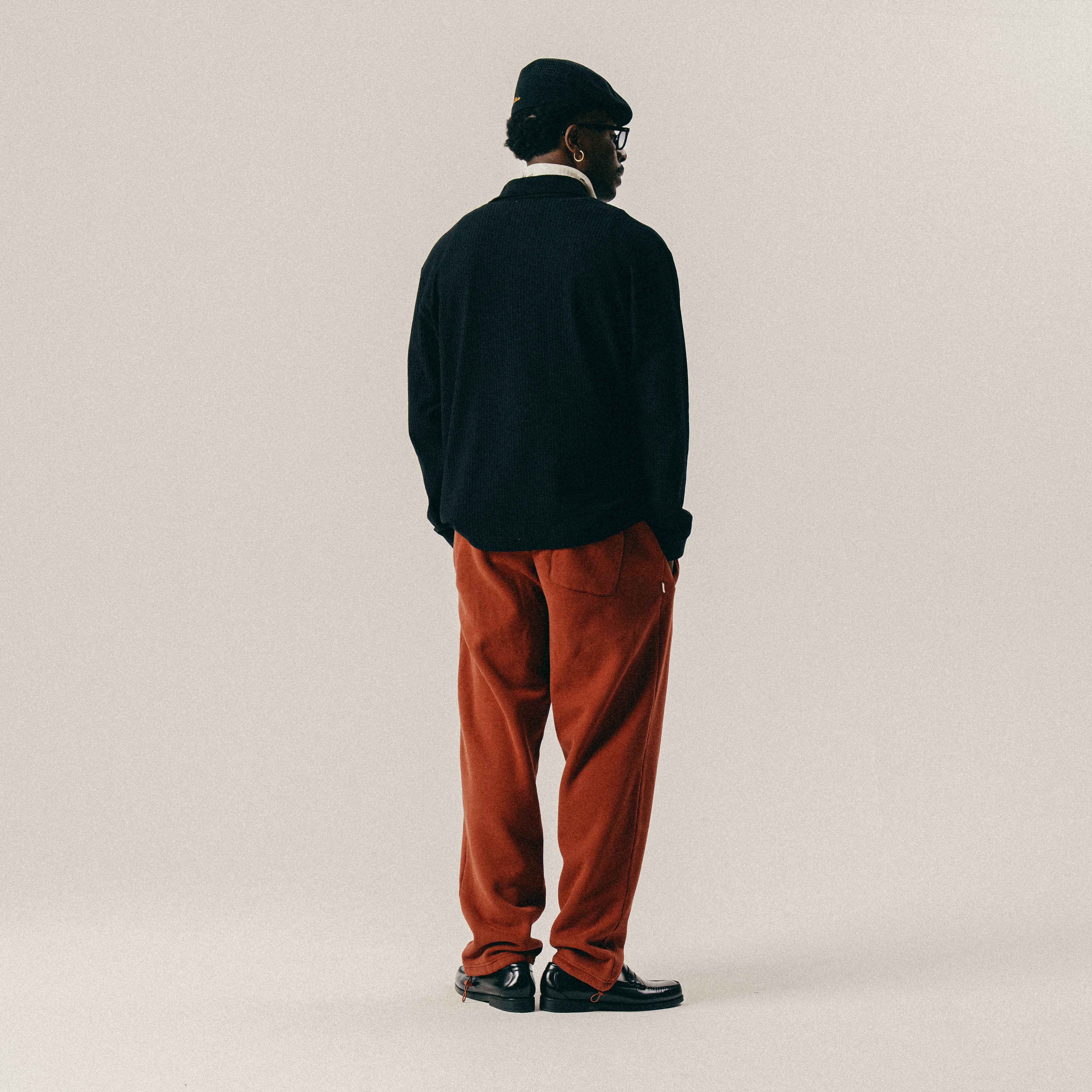 BLKVIS SCRIPT POINTELLE LONGSLEEVE POLO - BLACK