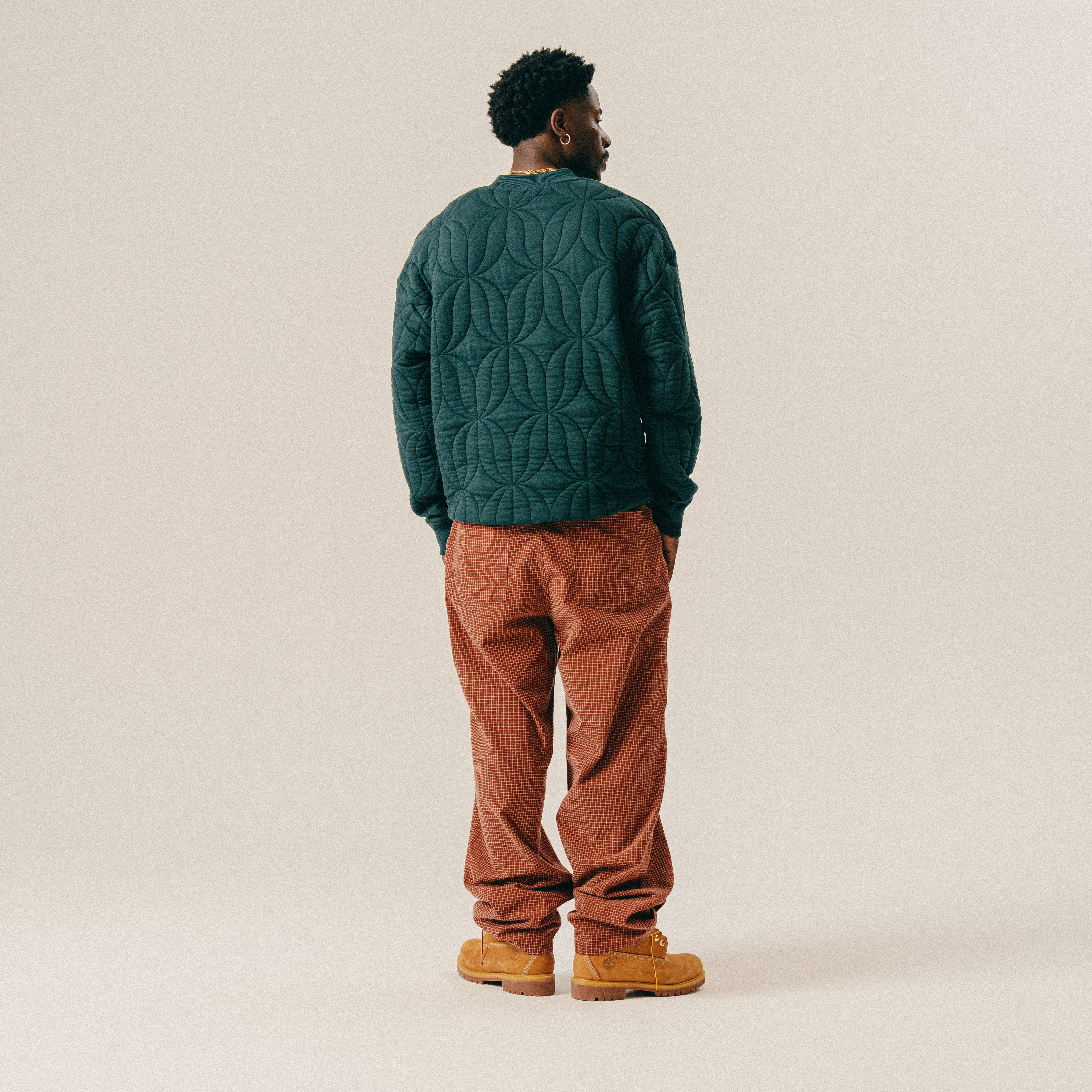 BLKVIS SCRIPT QUILTED CREWNECK - DARKEST SPRUCE