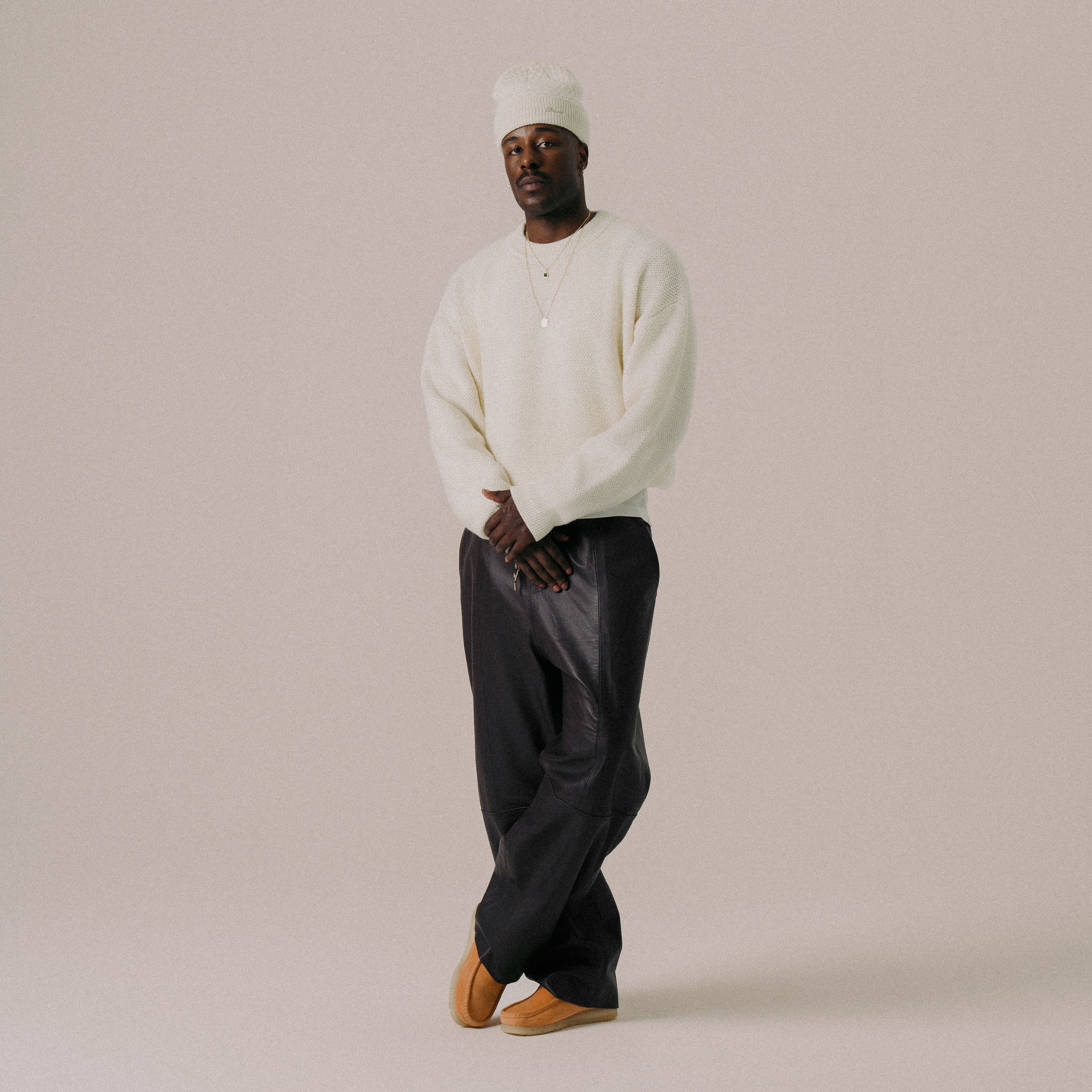 BLKVIS SCRIPT HEAVY KNIT SWEATER - ANTIQUE WHITE