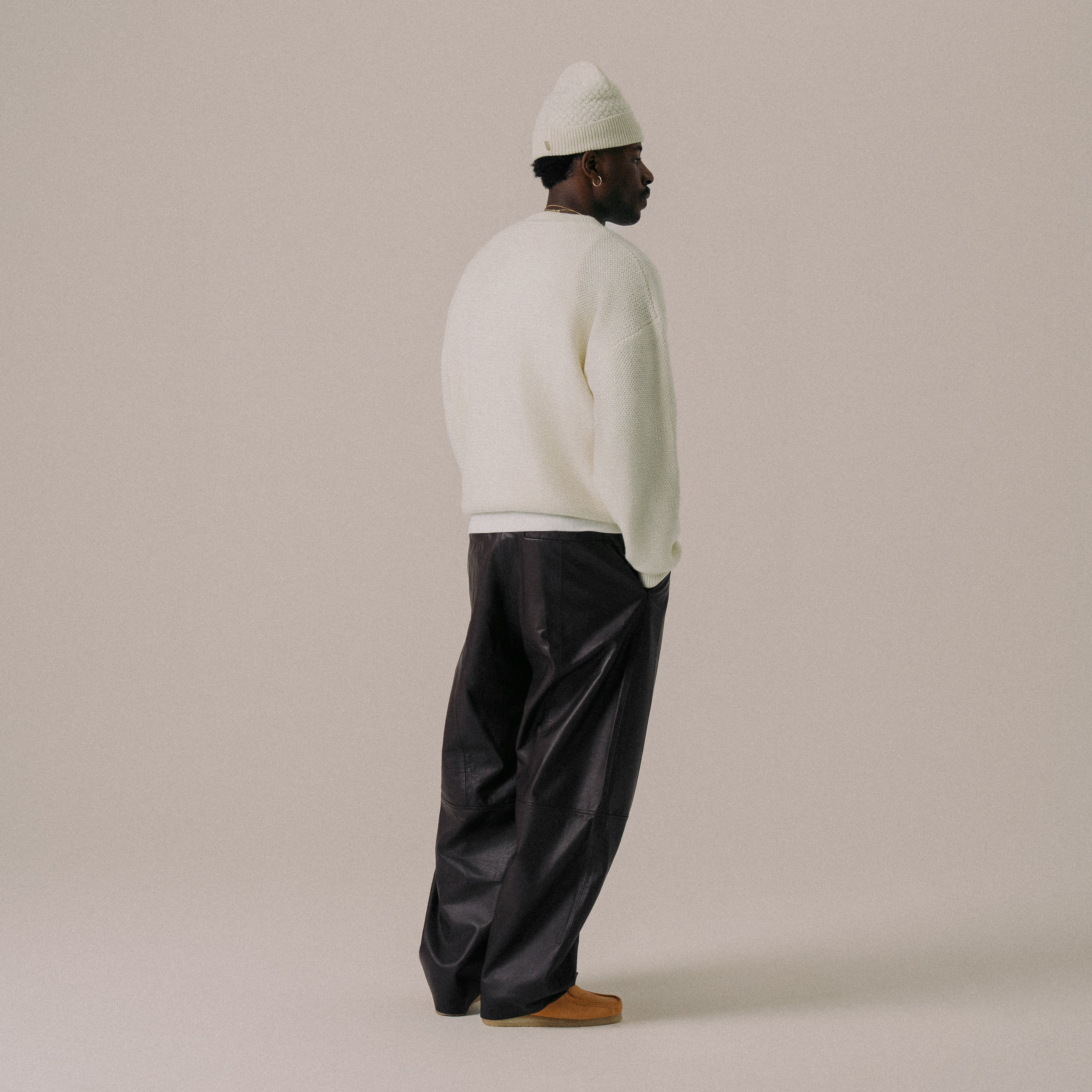 BLKVIS SCRIPT HEAVY KNIT SWEATER - ANTIQUE WHITE