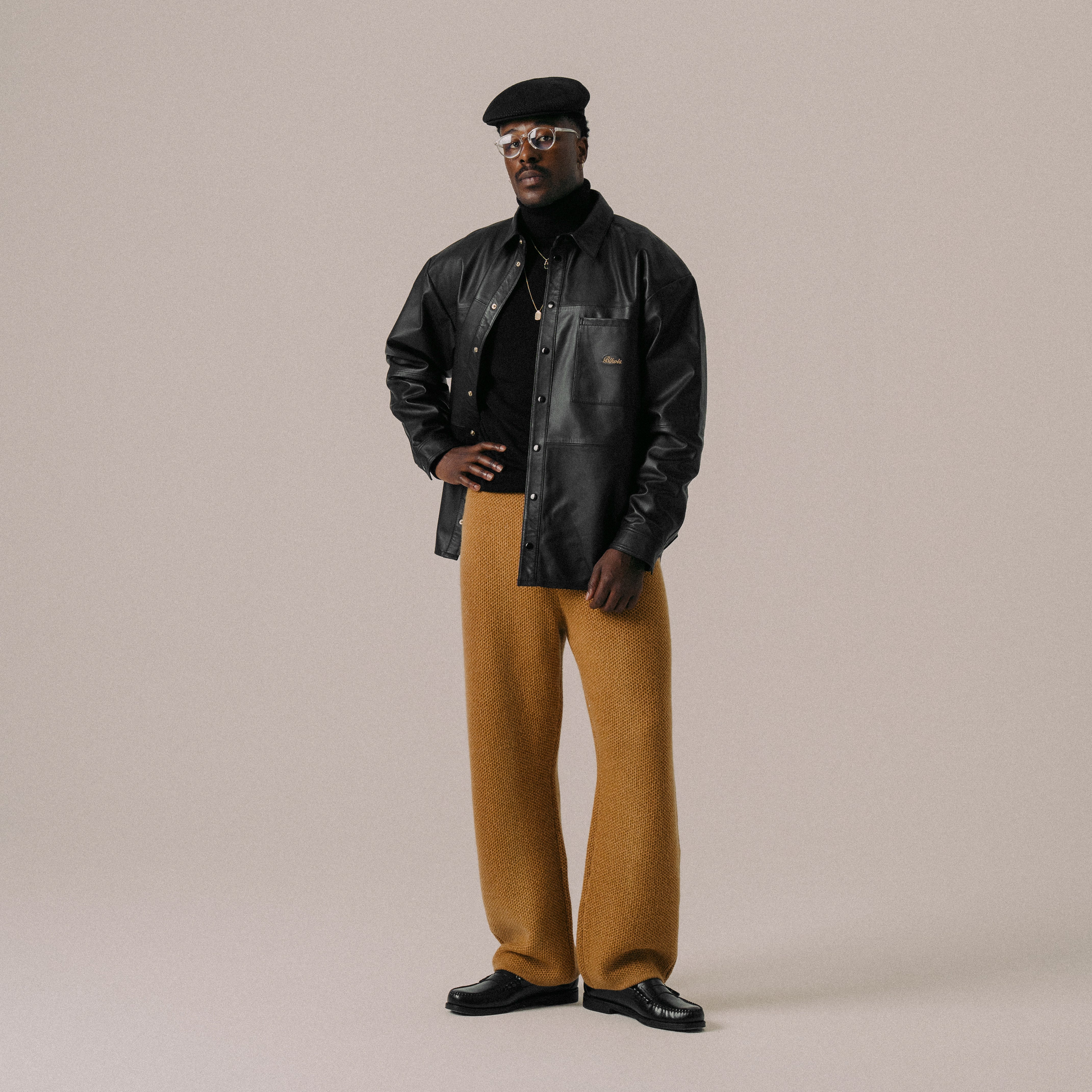 BLKVIS SCRIPT LEATHER SHIRT - BLACK