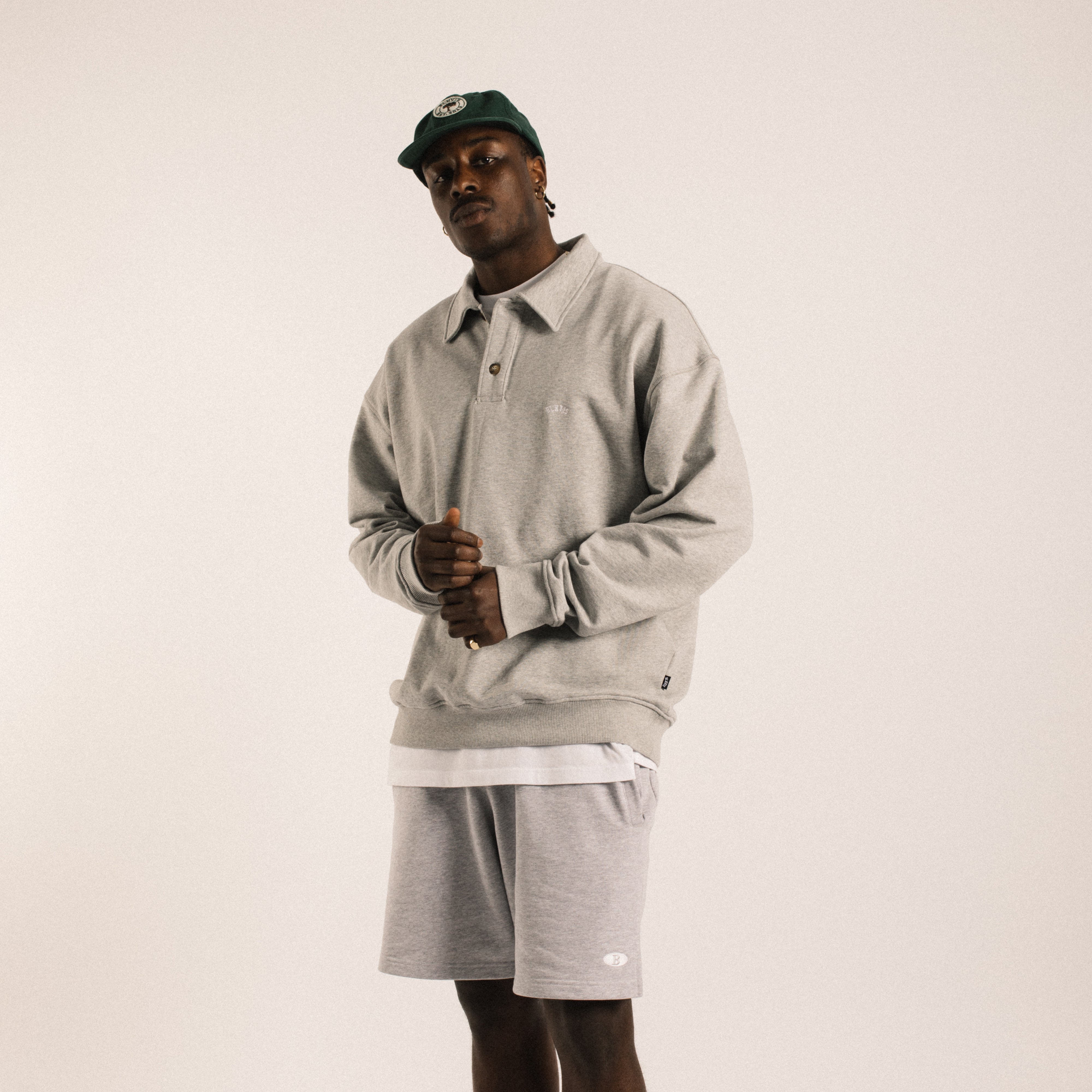 SWEAT-SHIRT POLO LOGO - GRIS CHINÉ