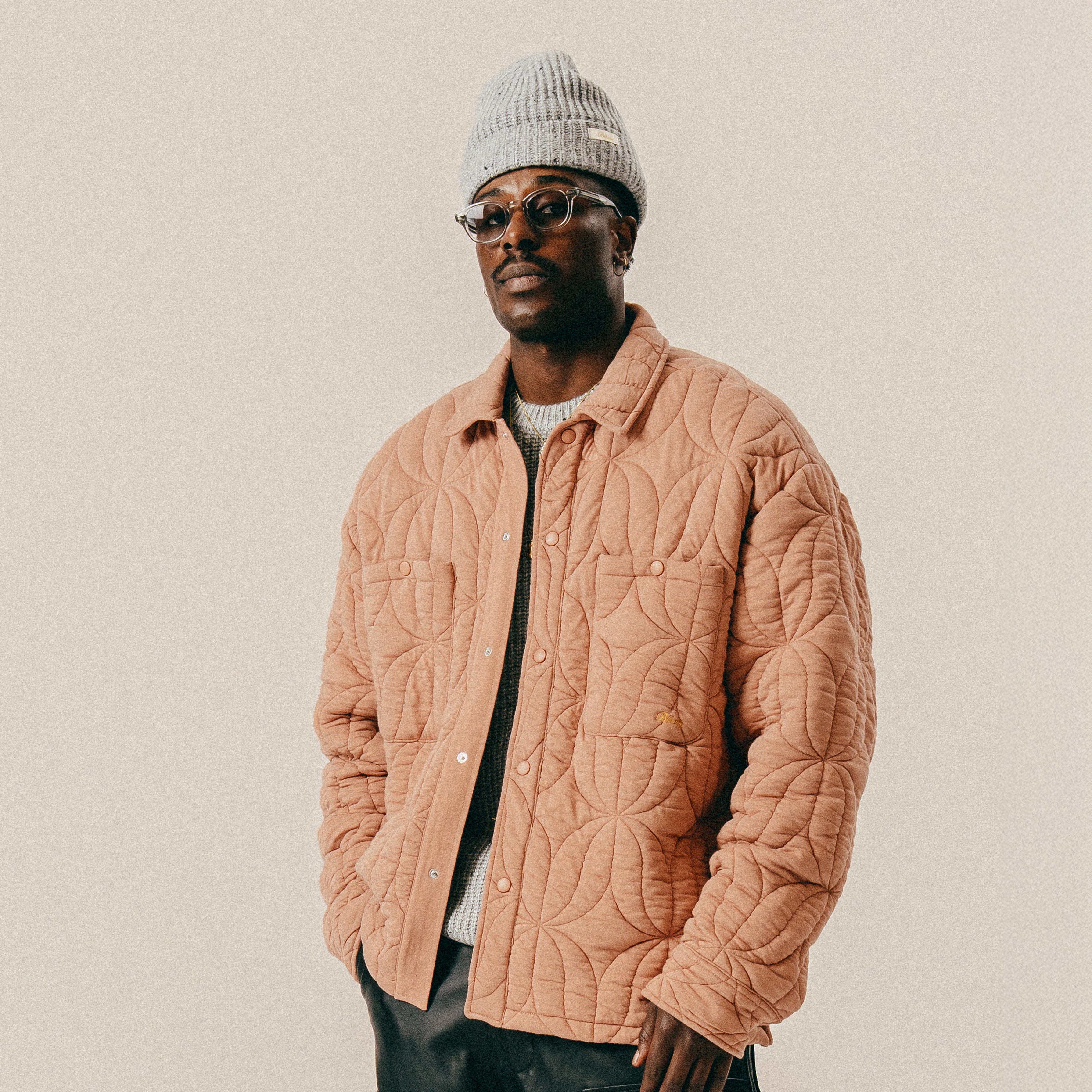 BLKVIS SCRIPT QUILTED SHIRT - CAFE AU LAIT