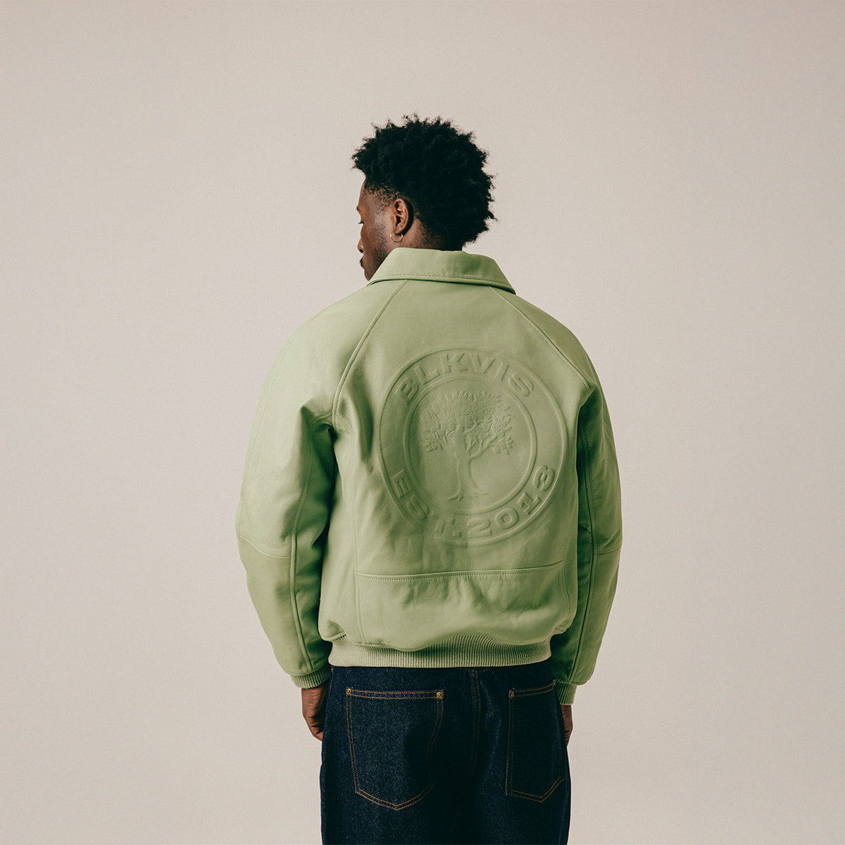 SOURCE LEATHER JACKET - LAUREL GREEN