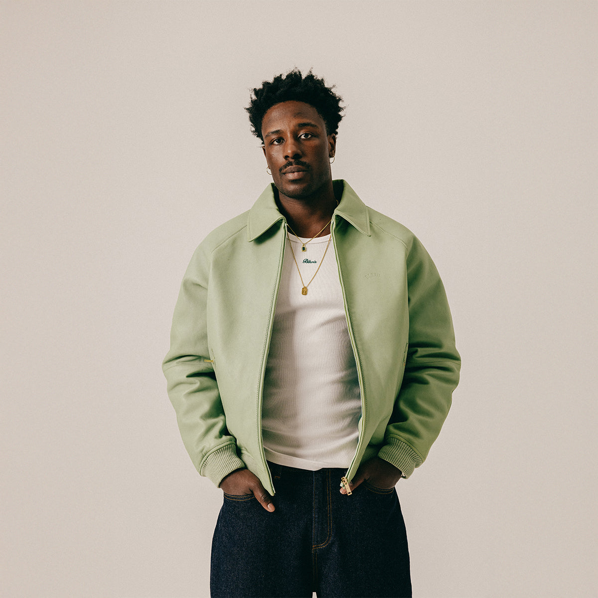 SOURCE LEATHER JACKET - LAUREL GREEN