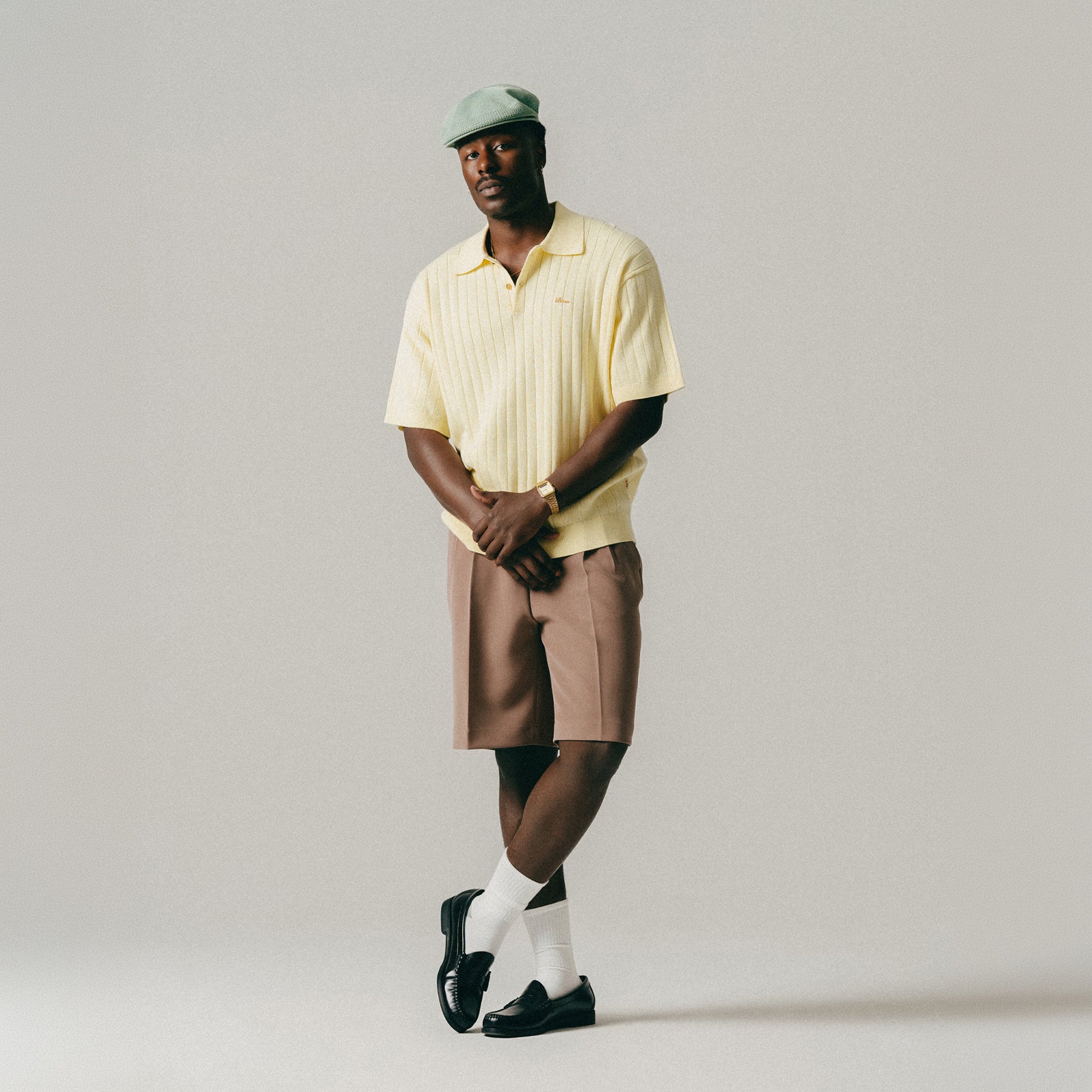 RIB KNITTED POLO - FLAN