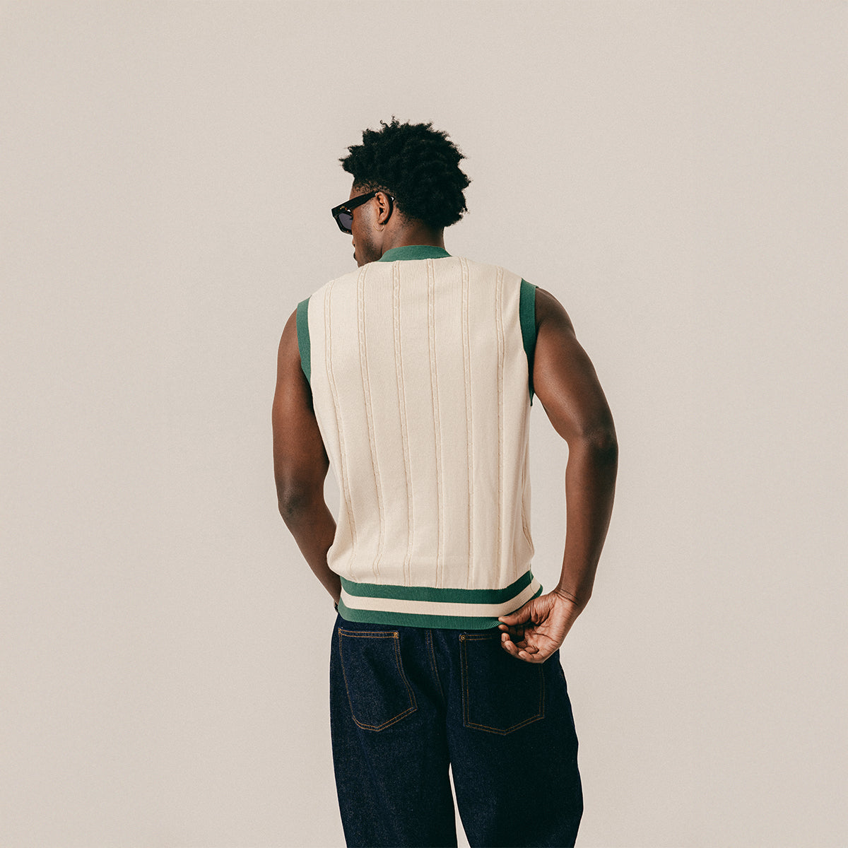 2TONE CABLE KNIT SWEATER - WHITECAP GRAY