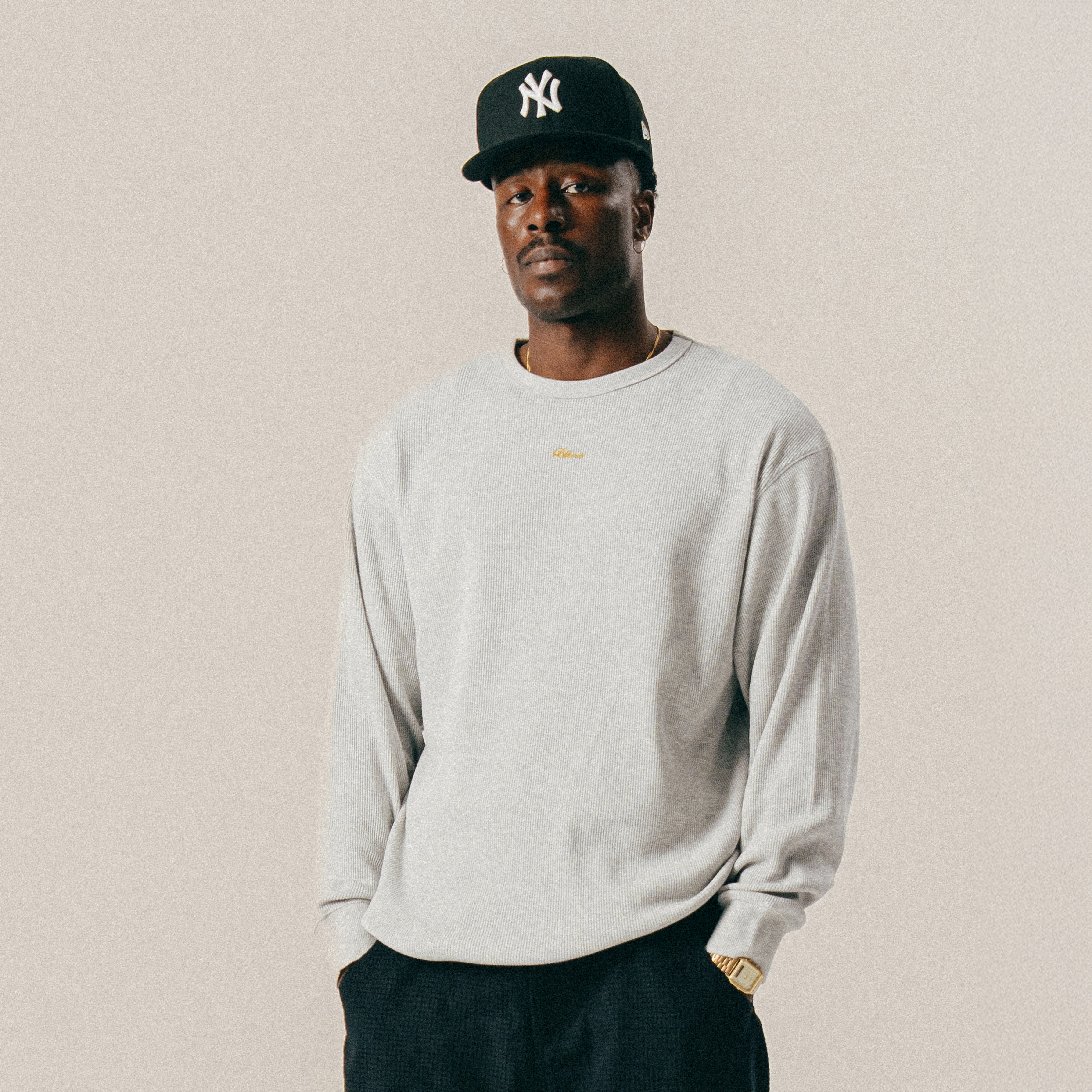 BLKVIS SCRIPT WAFFLE LONGSLEEVE - MID GREY HEATHER