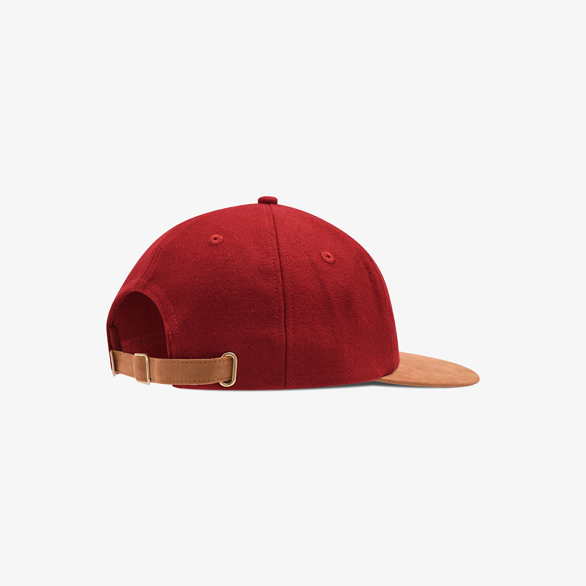 SUEDE LEATHER STRAPBACK CAP - MERLOT