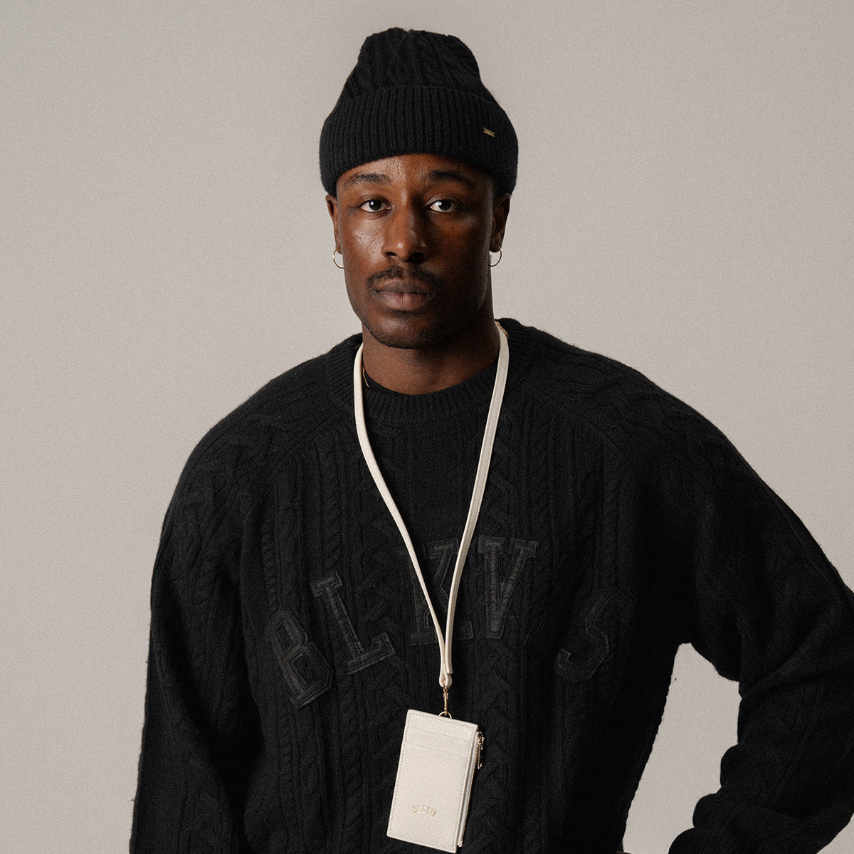 BLKVIS CABLE KNITTED BEANIE - BLACK