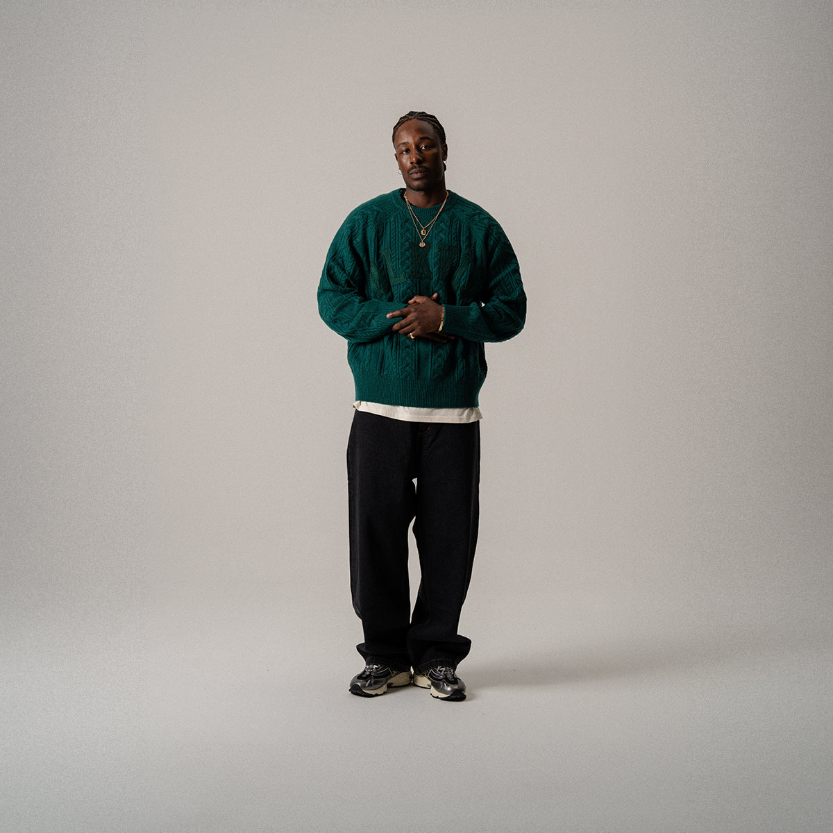 BLKVIS CABLE KNITTED SWEATER - HUNTER GREEN