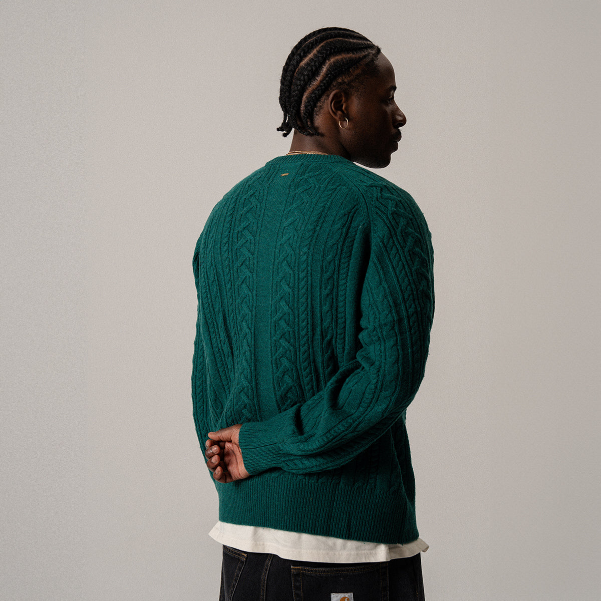 BLKVIS CABLE KNITTED SWEATER - HUNTER GREEN
