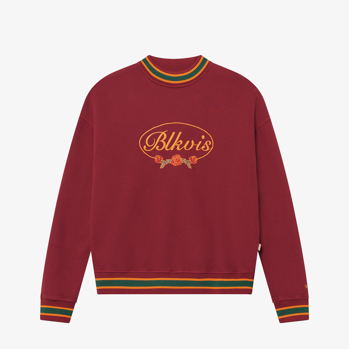 BLKVIS SCRIPT ROSES CREWNECK - MERLOT