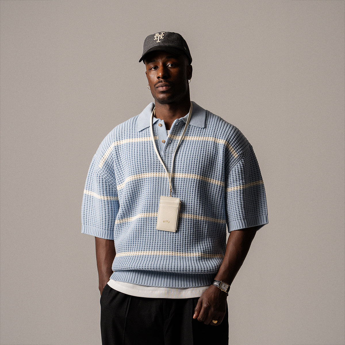 BLKVIS WAFFLE KNIT POLO - SKYWAY