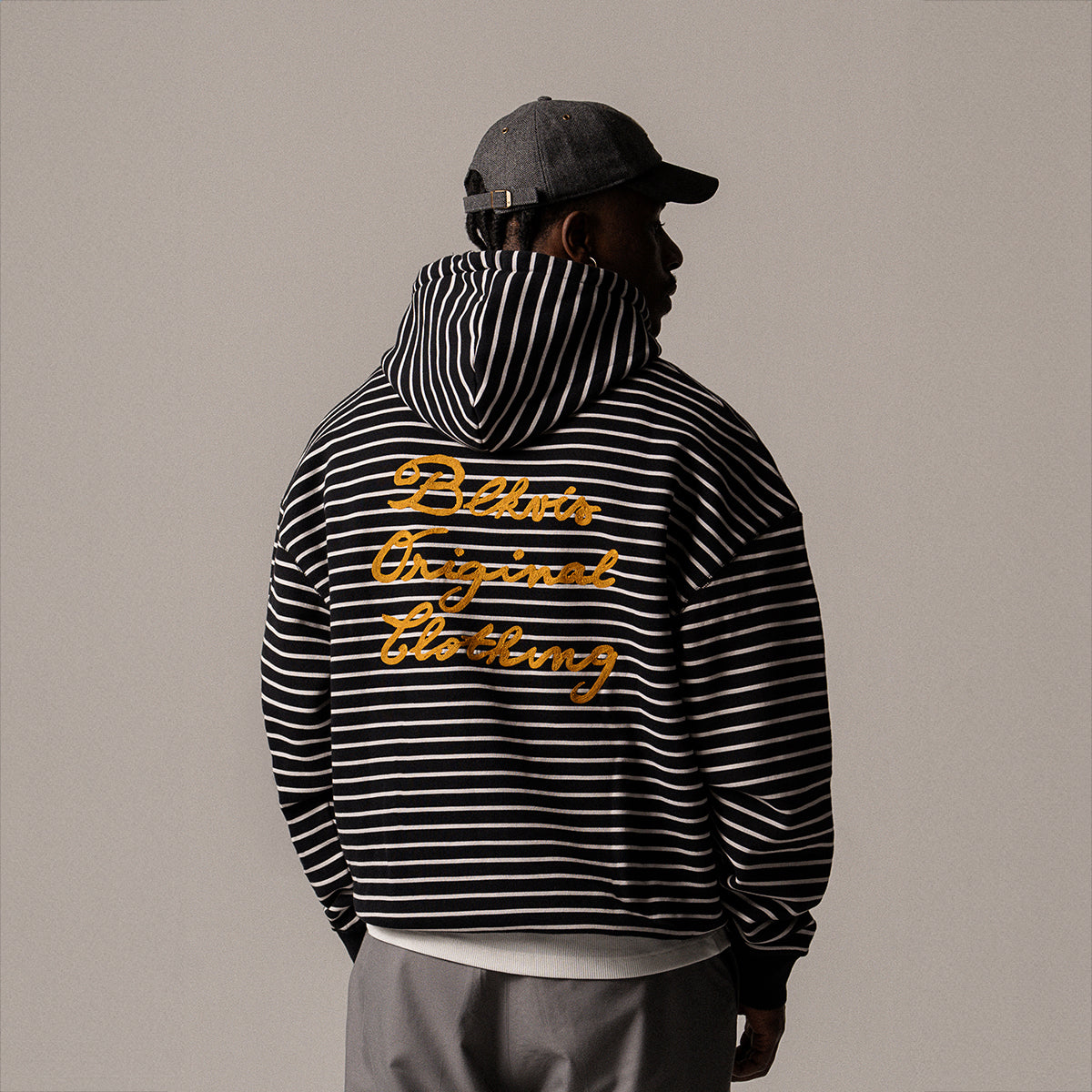 BLKVIS VASO STRIPED ZIP HOODY - BLACK