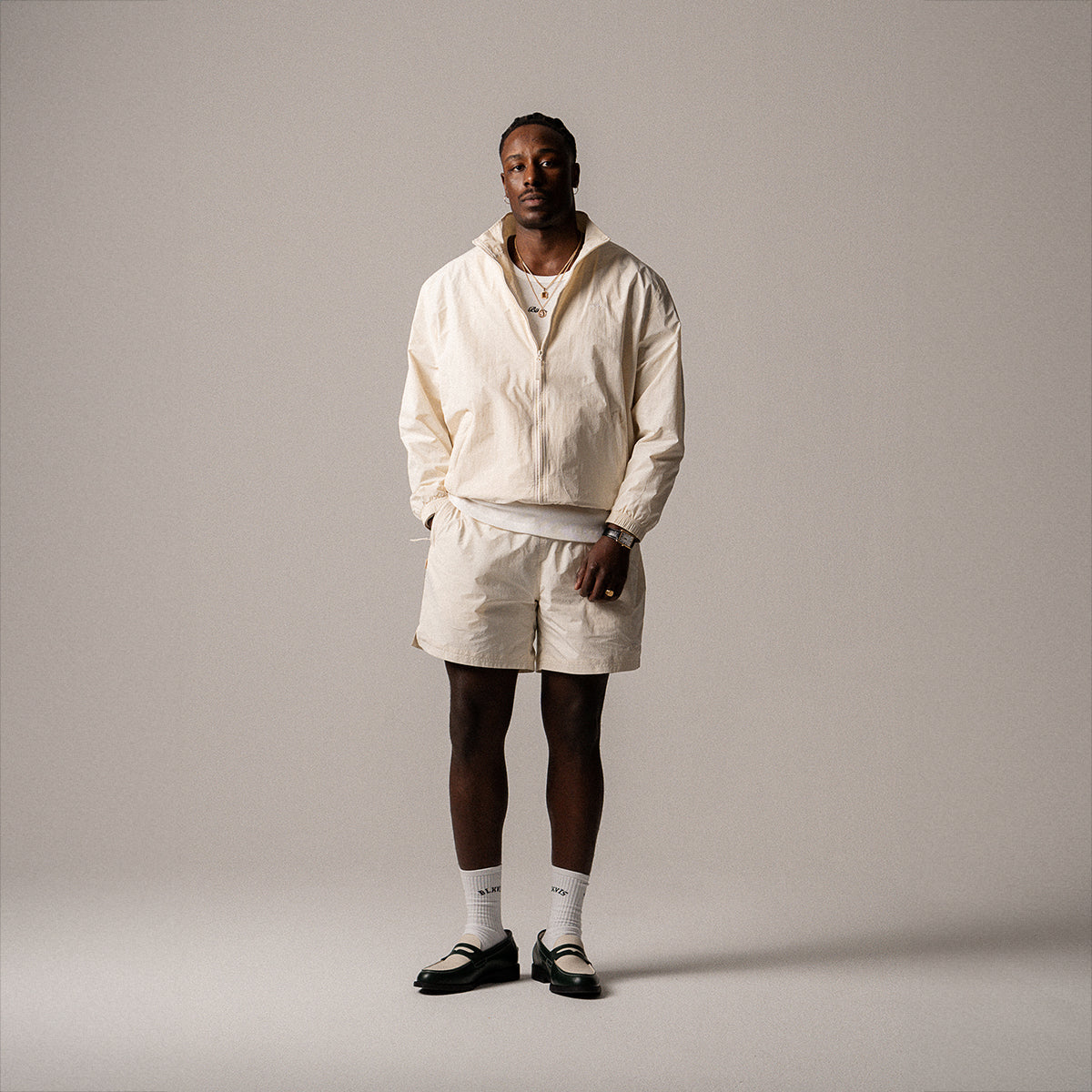 BLKVIS LOGO TRACK JACKET - ANTIQUE WHITE
