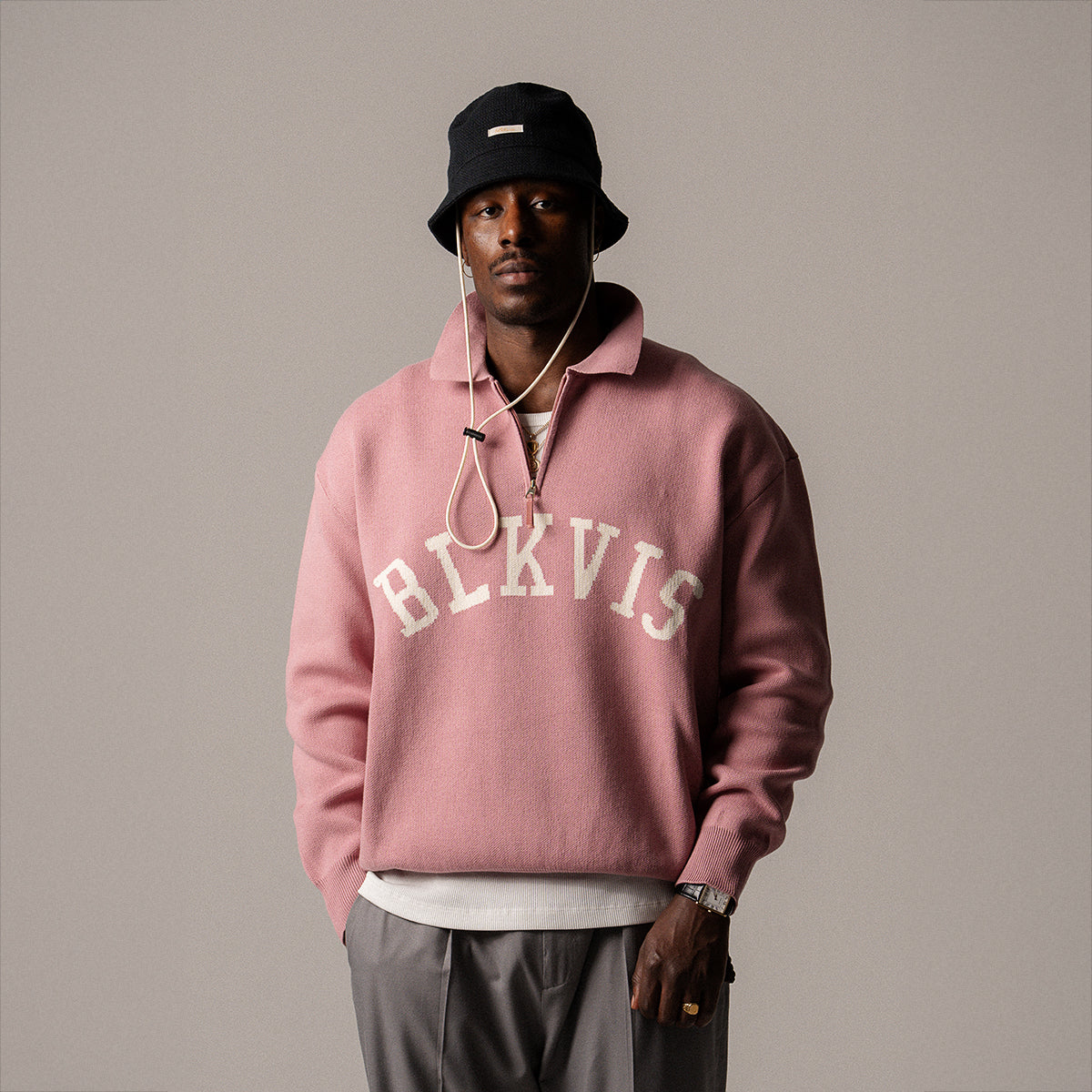 BLKVIS LOGO KNIT POLO SWEATER - LILAS