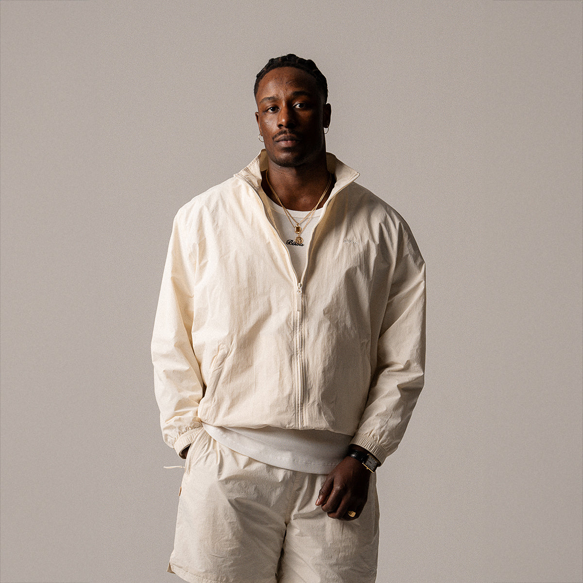 BLKVIS LOGO TRACK JACKET - ANTIQUE WHITE