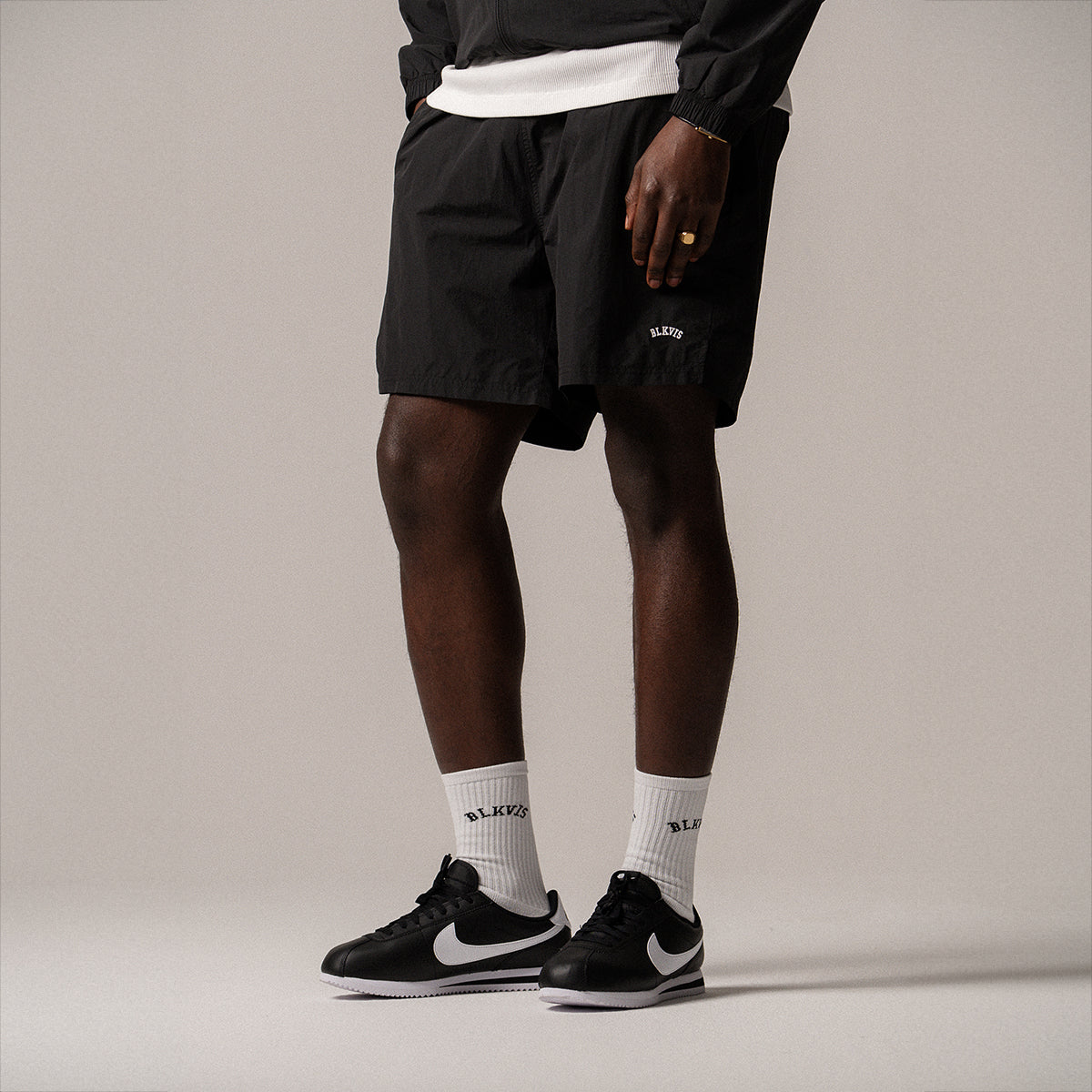 BLKVIS LOGO TRACK SHORTS - BLACK