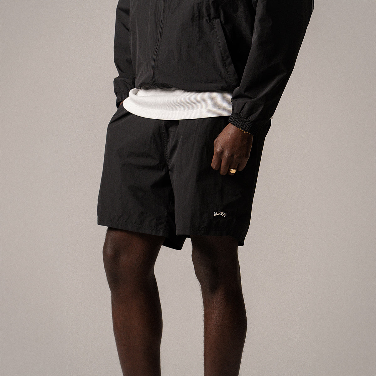BLKVIS LOGO TRACK SHORTS - BLACK