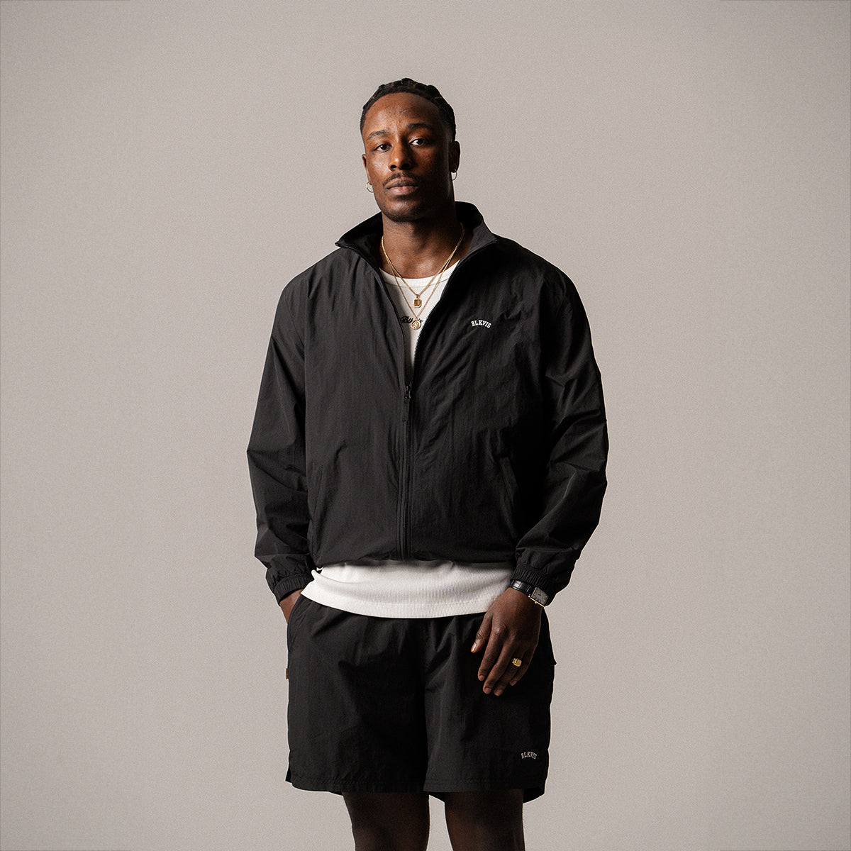 BLKVIS LOGO TRACK SHORTS - BLACK