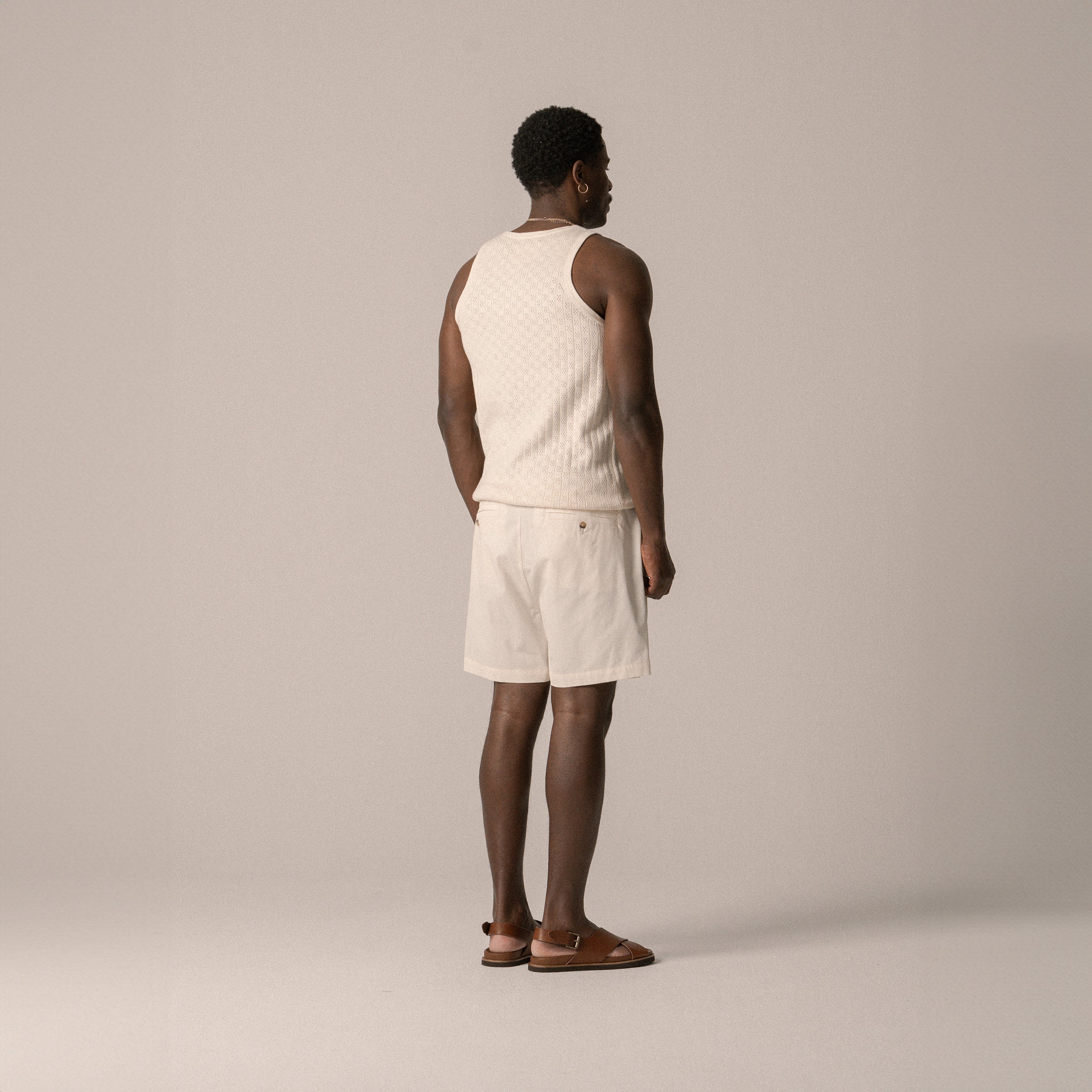 BLKVIS DOUBLE PLEATED SHORTS - ANTIQUE WHITE