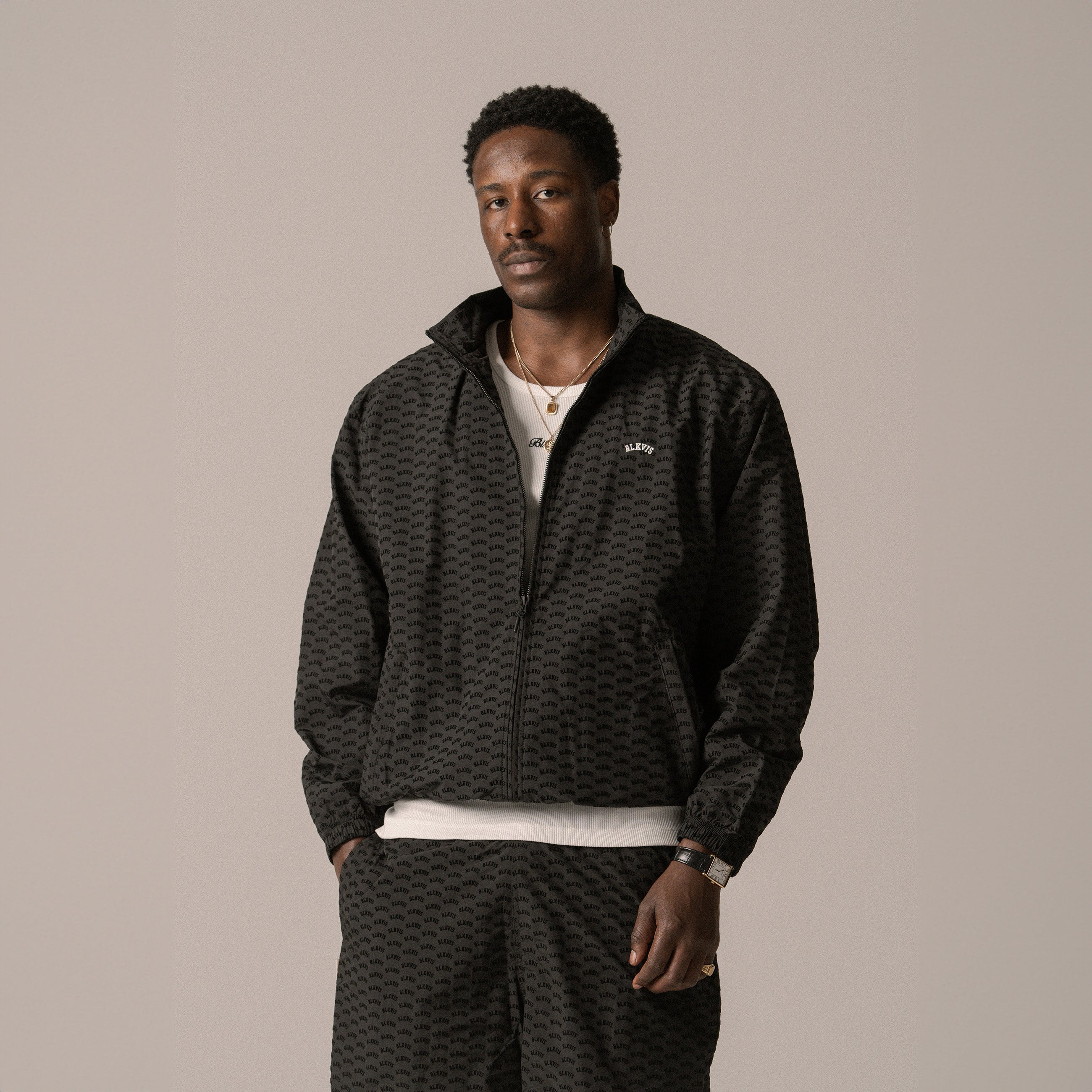 BLKVIS ALLOVER TRACK JACKET - BLACK