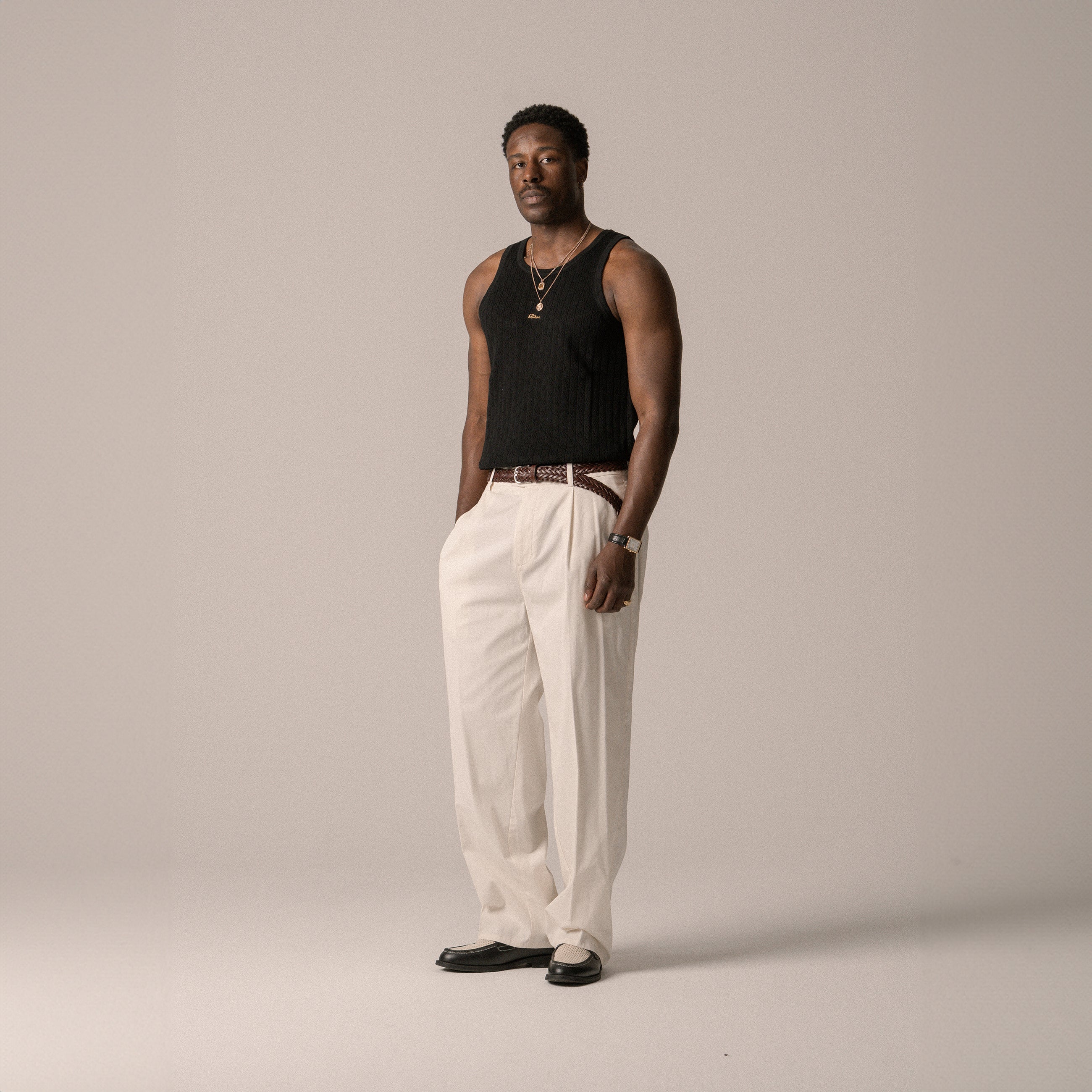 BLKVIS POINTELLE SCRIPT TANK - BLACK