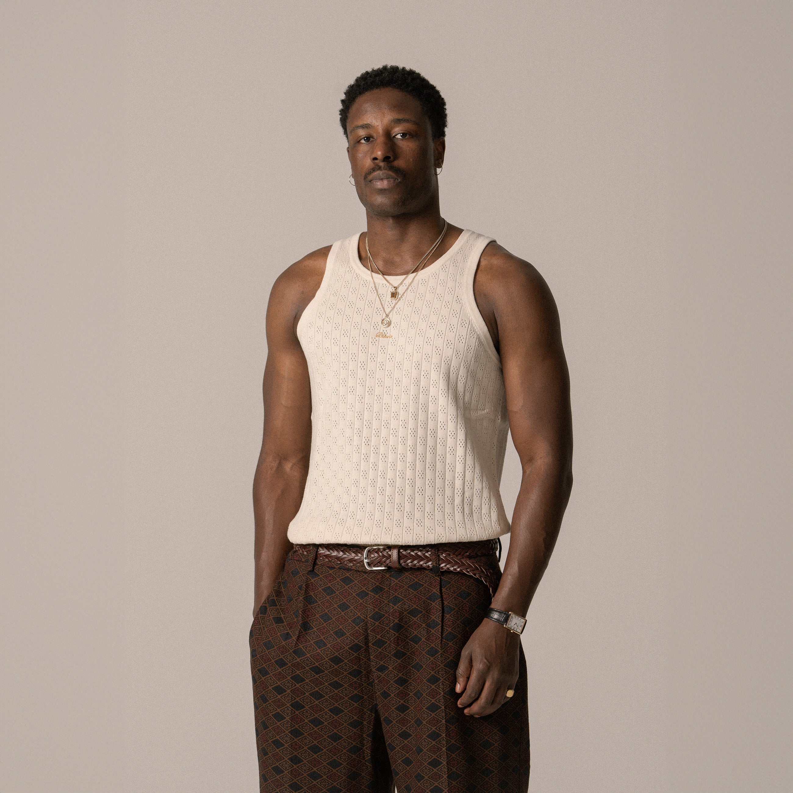 BLKVIS POINTELLE SCRIPT TANK - ANTIQUE WHITE