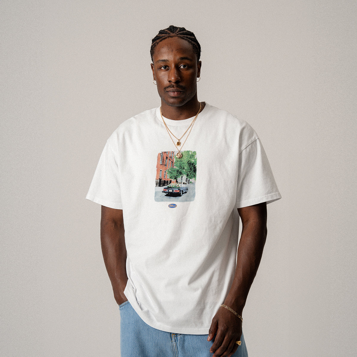 BLKVIS FLOWER SL TEE - WHITE