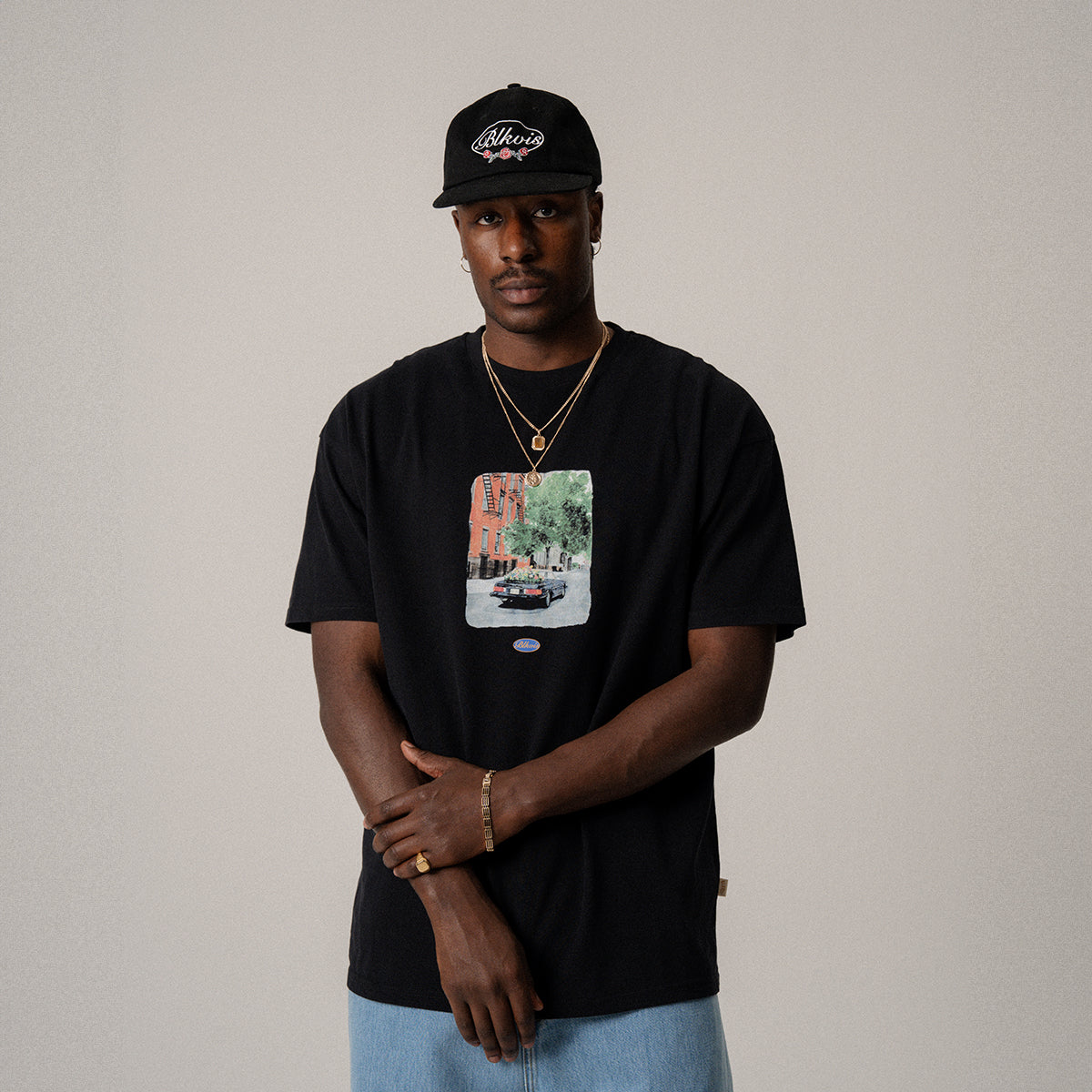 BLKVIS FLOWER SL TEE - BLACK