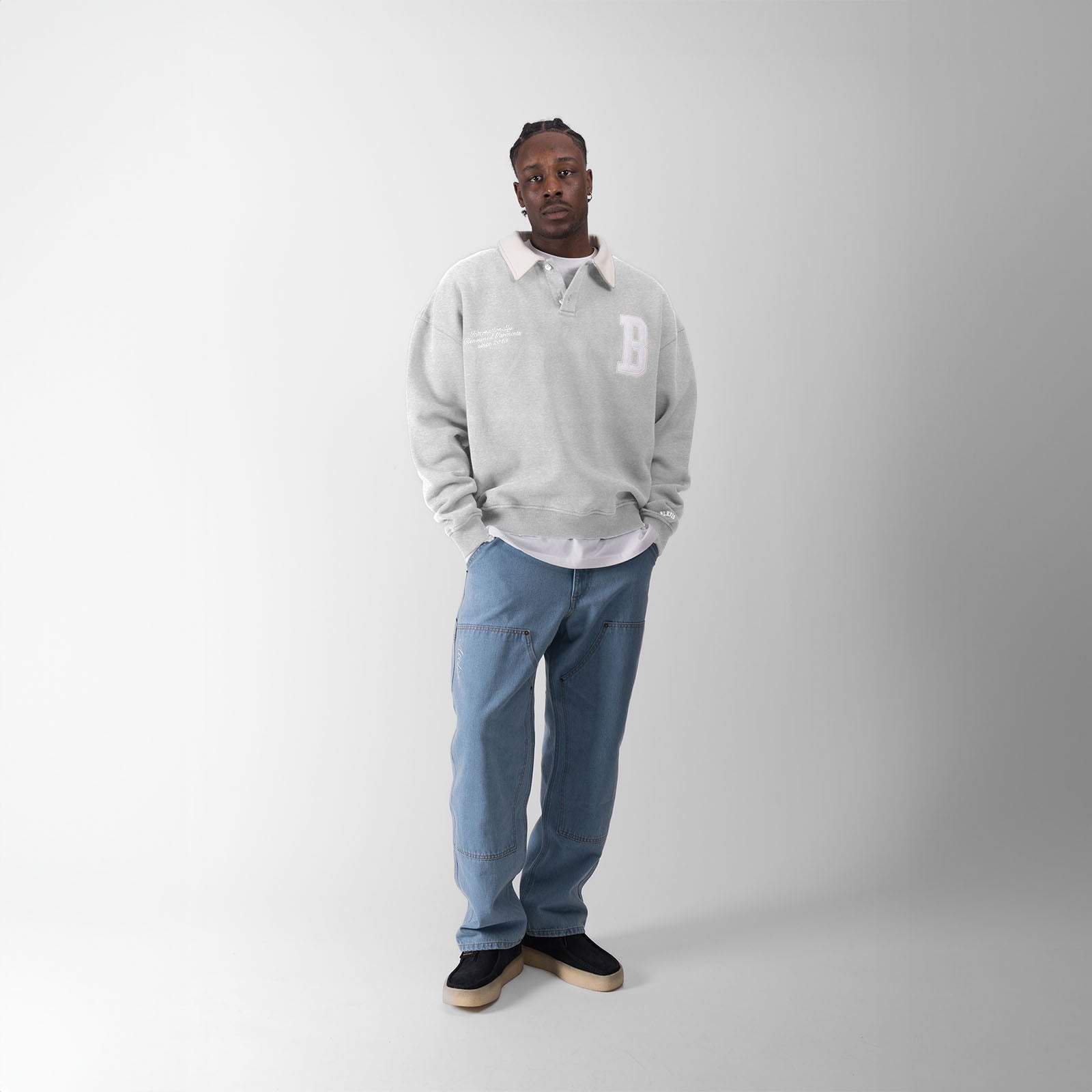 POLO SWEATER - HEATHER GREY