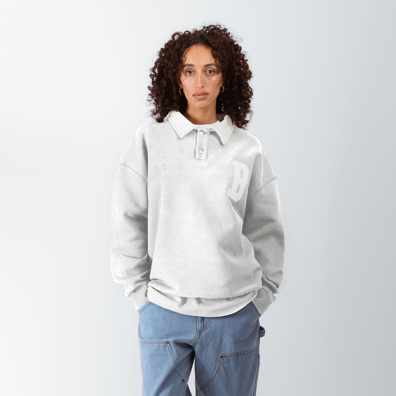 POLO SWEATER - HEATHER GREY