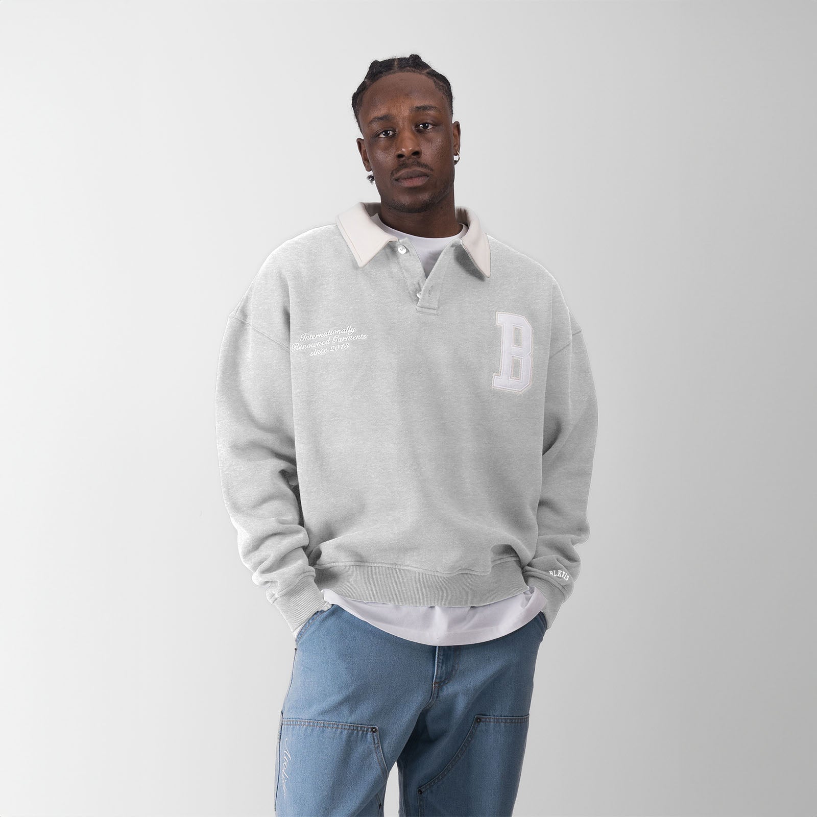 POLO SWEATER - HEATHER GREY