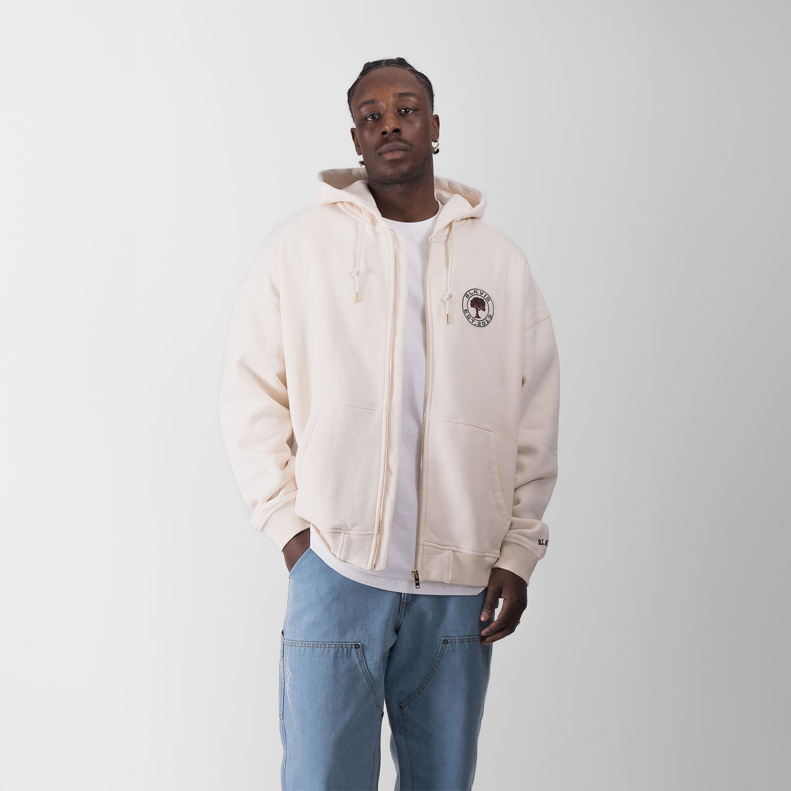 SOURCE ZIP HOODY - ANTIQUE WHITE