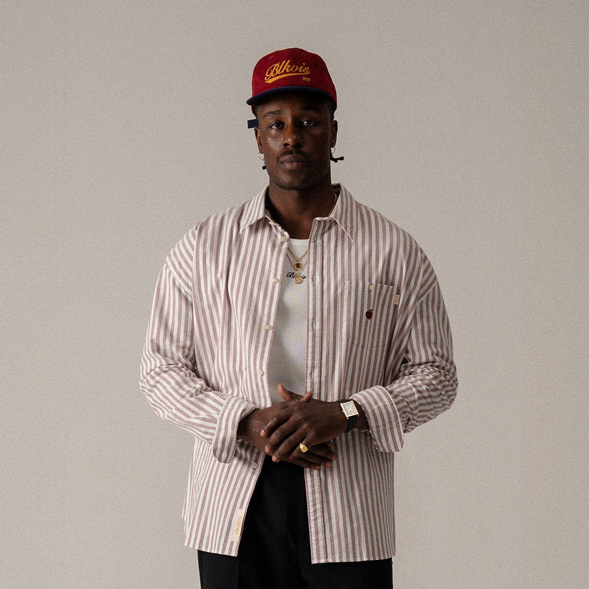 BLKVIS APPLE STRIPED SHIRT - MERLOT