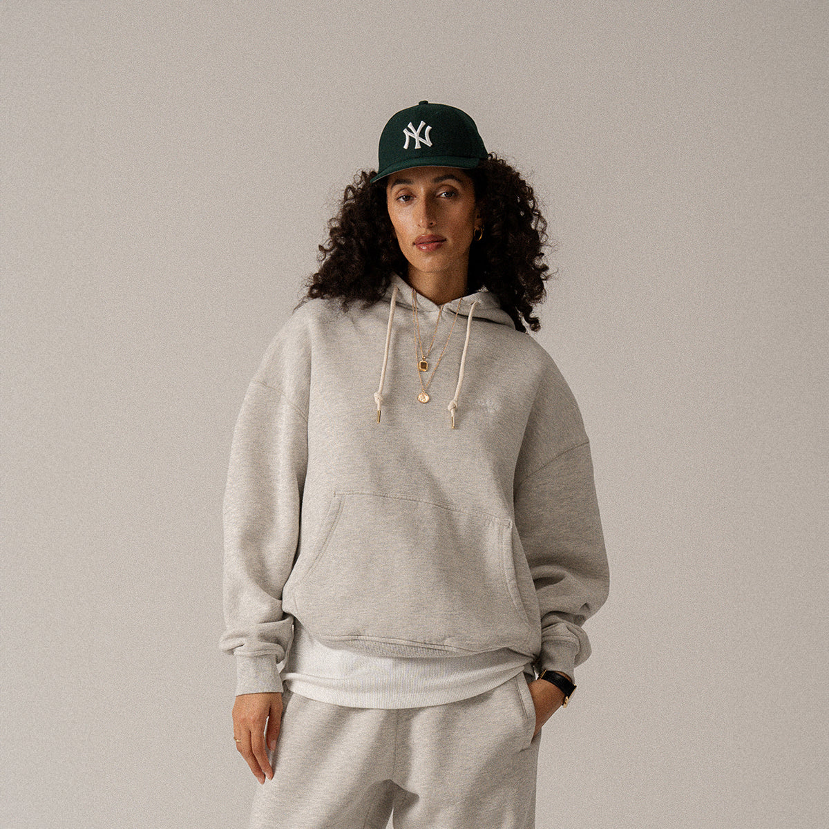 BLKVIS LOGO NY HOODY - LIGHT GREY HEATHER