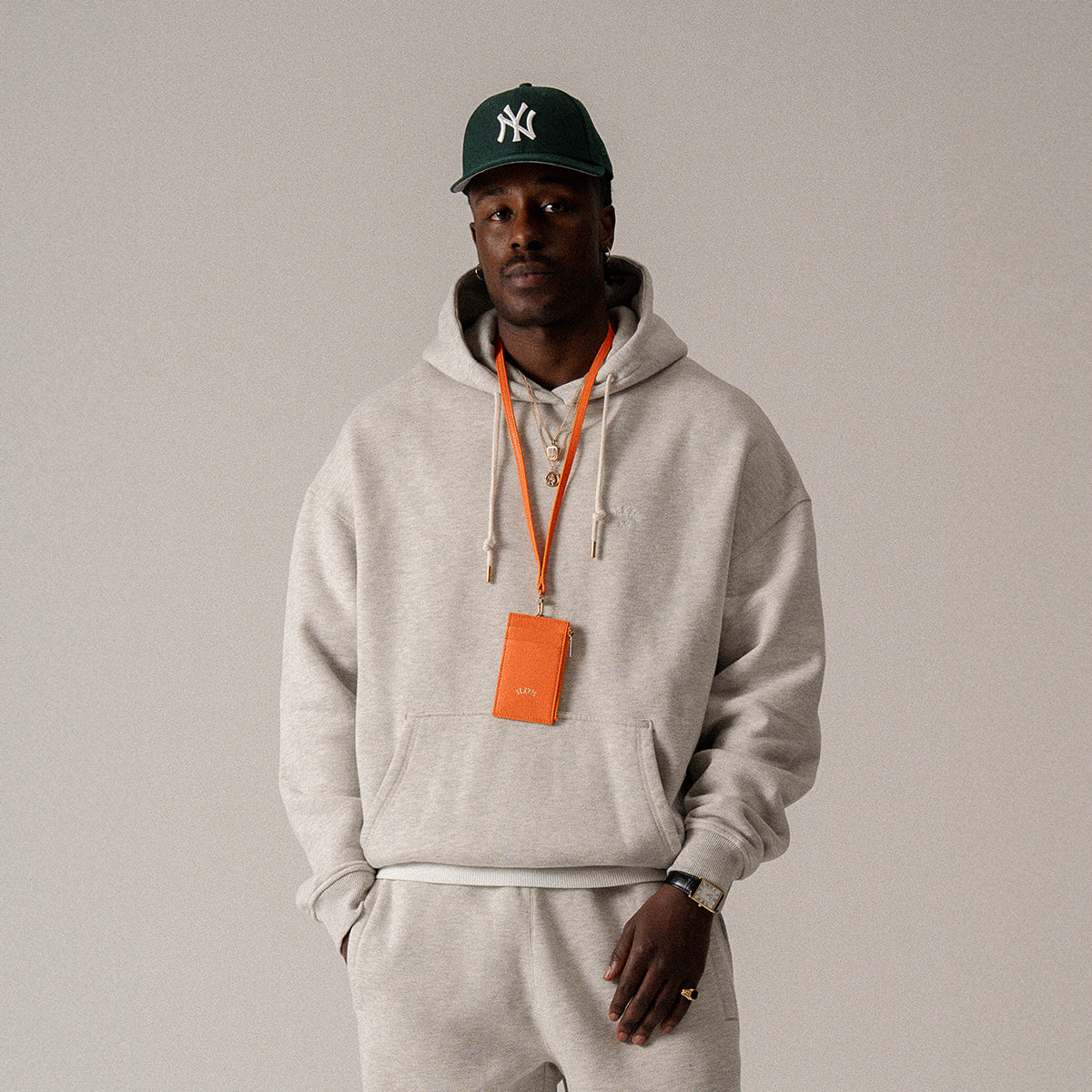 BLKVIS LOGO NY HOODY - LIGHT GREY HEATHER