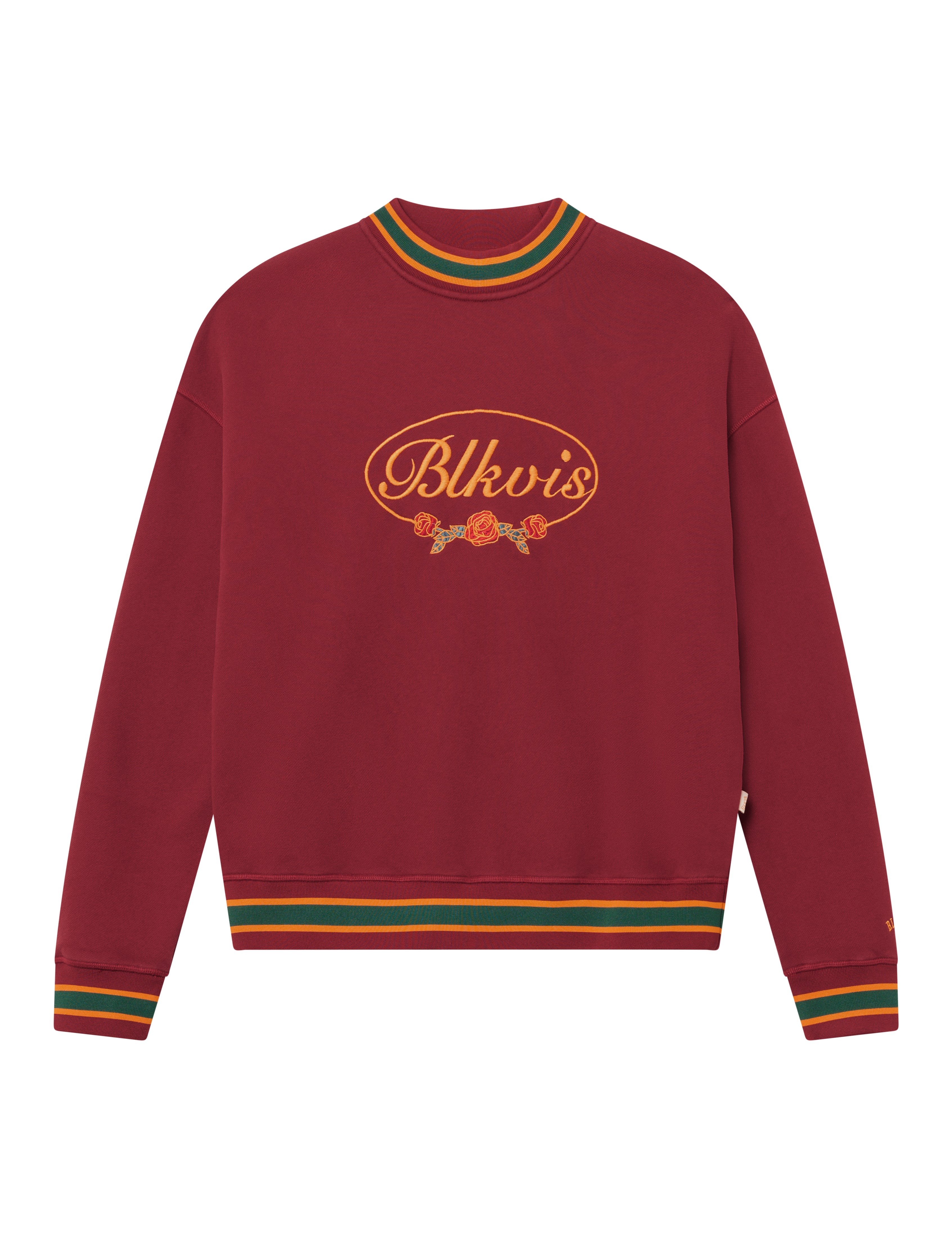 BLKVIS SCRIPT ROSES CREWNECK - MERLOT